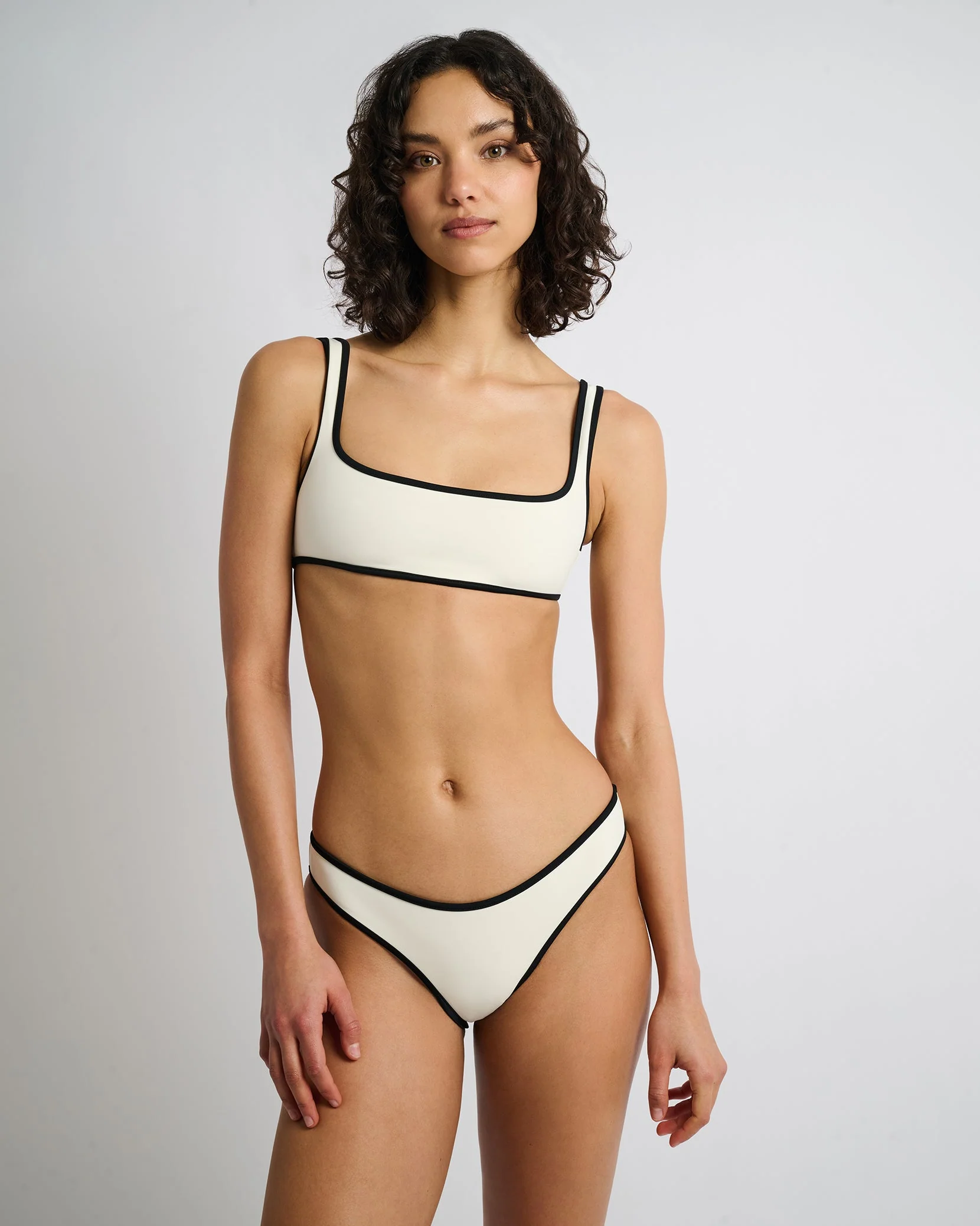 Womens | Milly Bikini Bottom | Egret/Black - Image 3