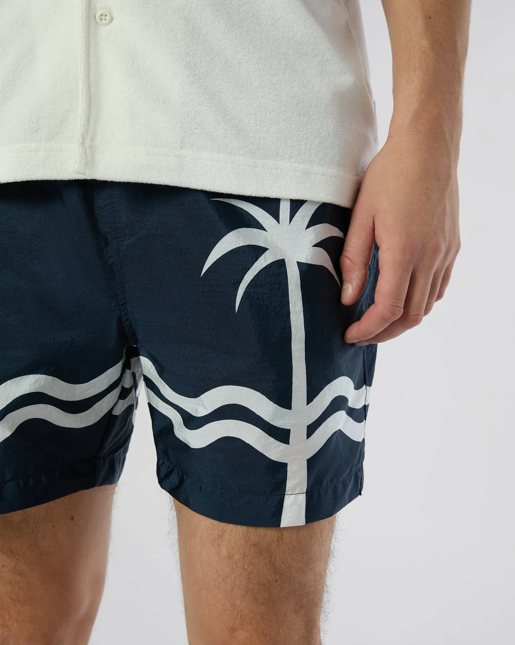 Mens | Nylon Crinkle 5" Swim Trunk | Deep Navy/White - Image 5