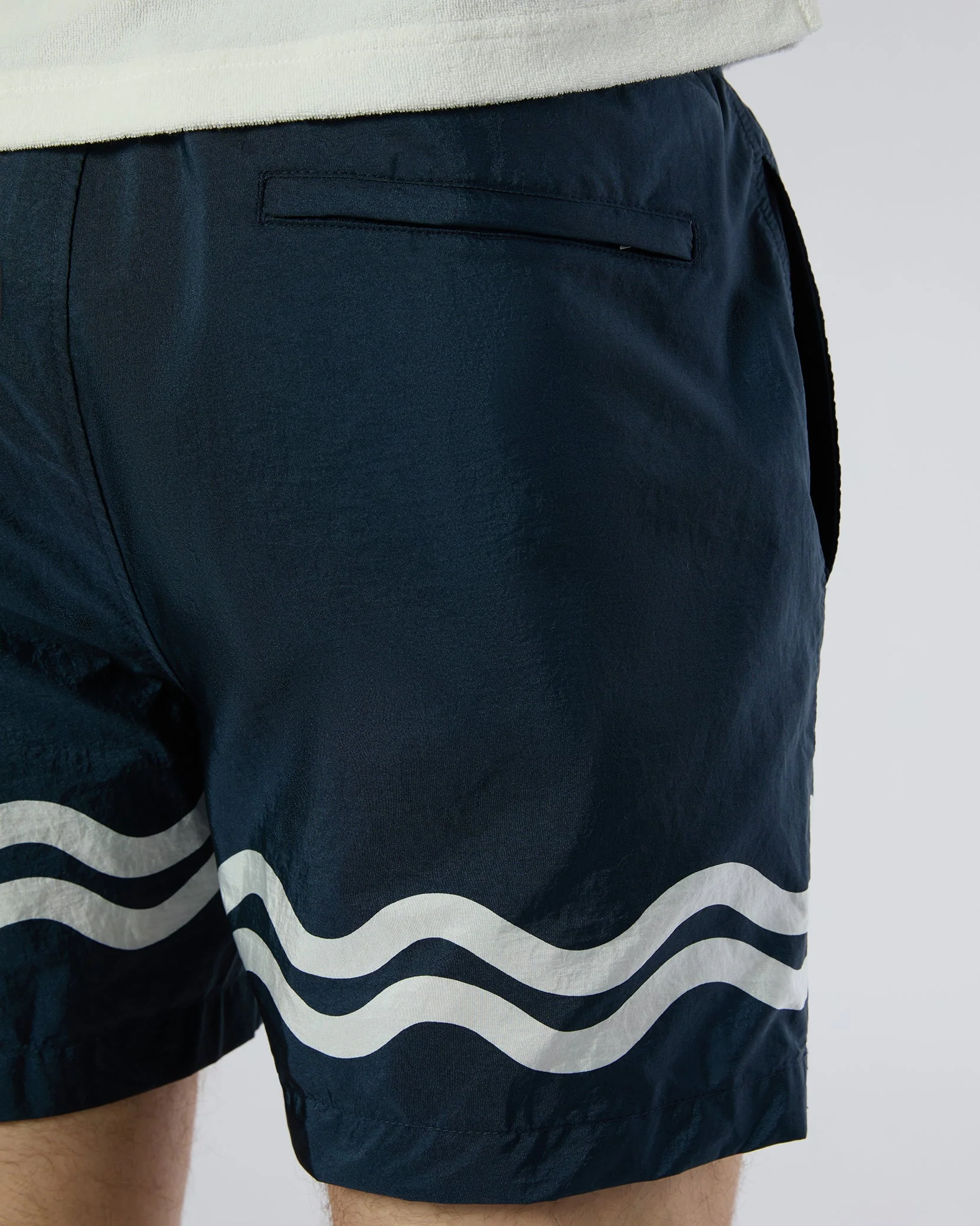 Mens | Nylon Crinkle 5" Swim Trunk | Deep Navy/White - Image 7