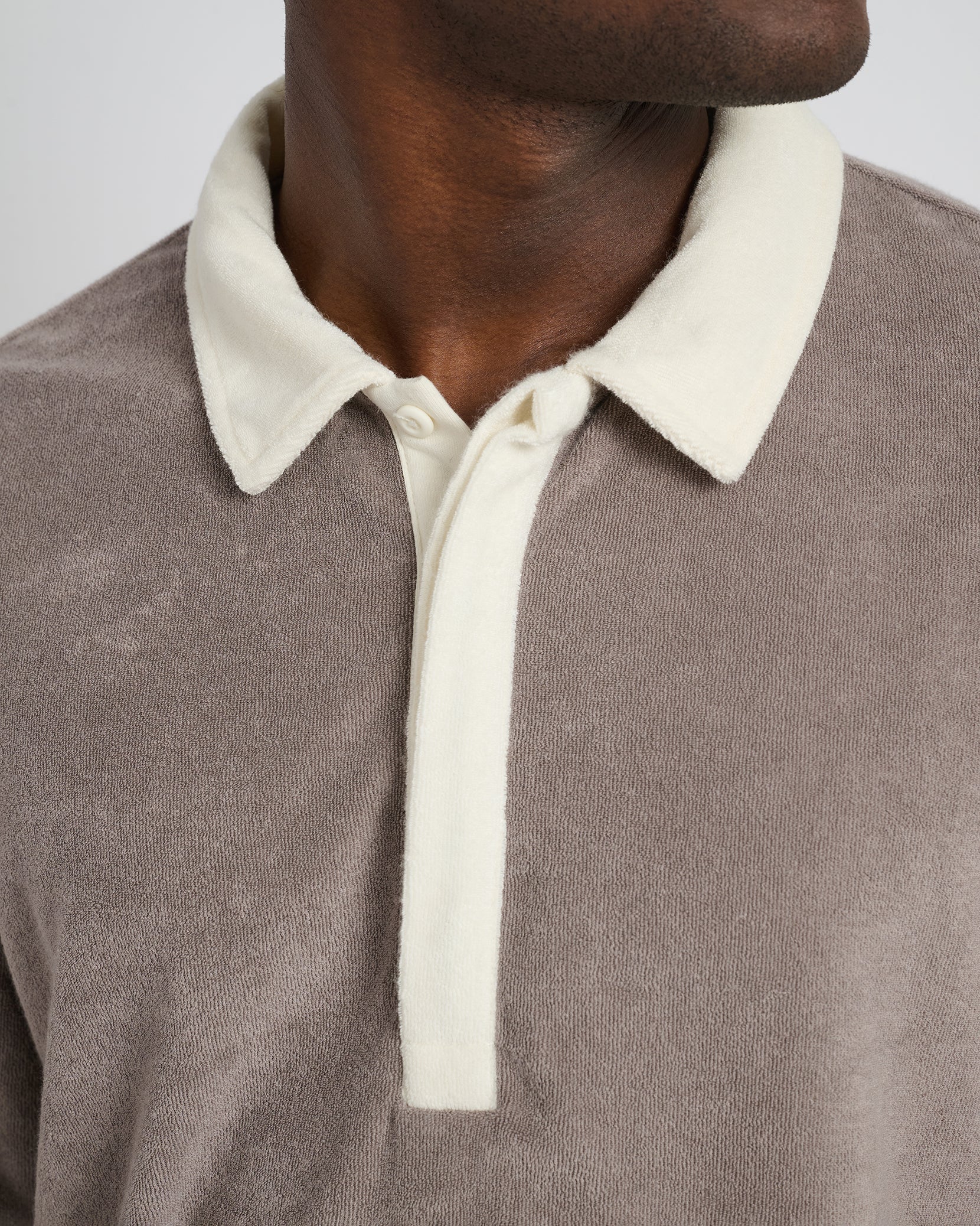 Mens | Oversized Towel Terry Polo | Cinder/Egret - Image 2