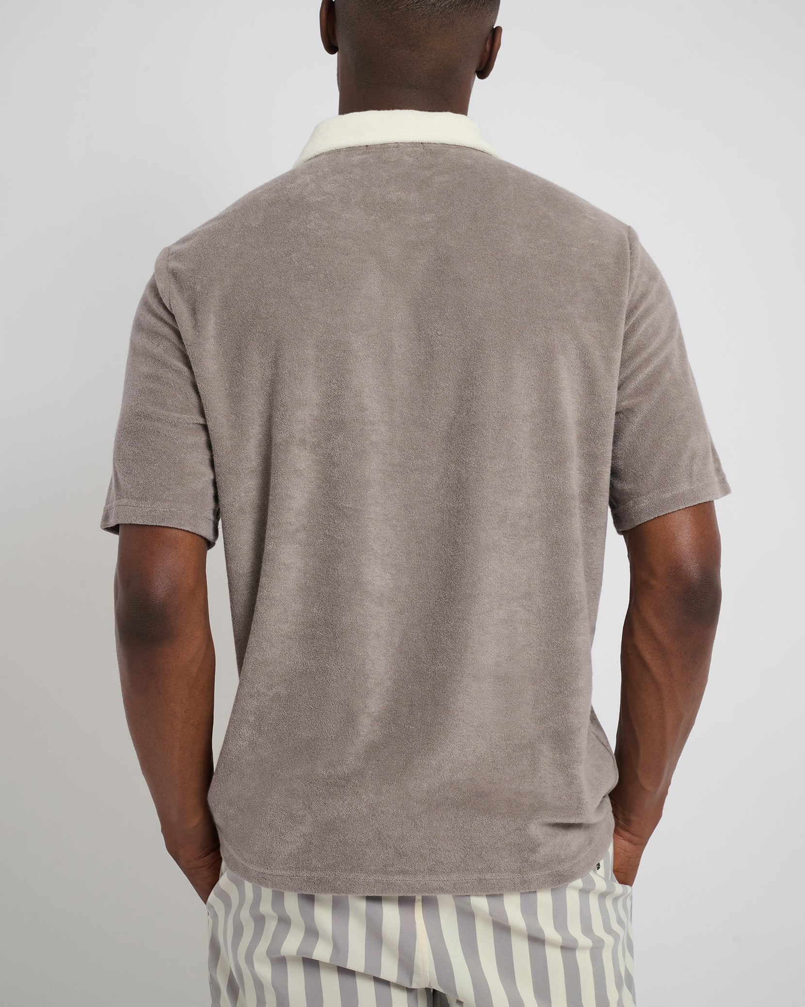 Mens | Oversized Towel Terry Polo | Cinder/Egret - Image 5