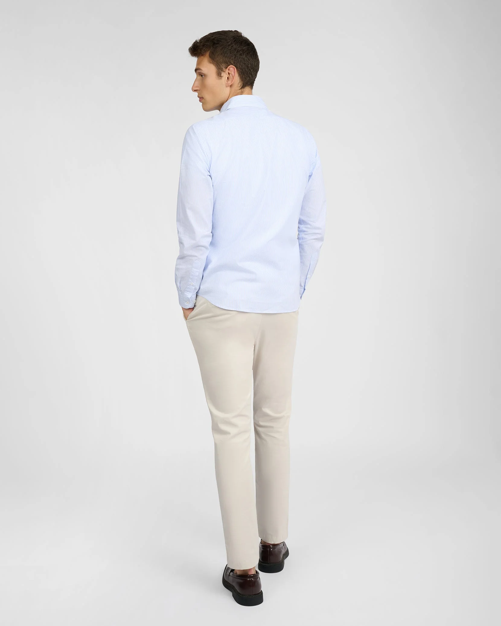 Mens | Oxford Long Sleeve Button Down Shirt | Light Blue/White - Image 5