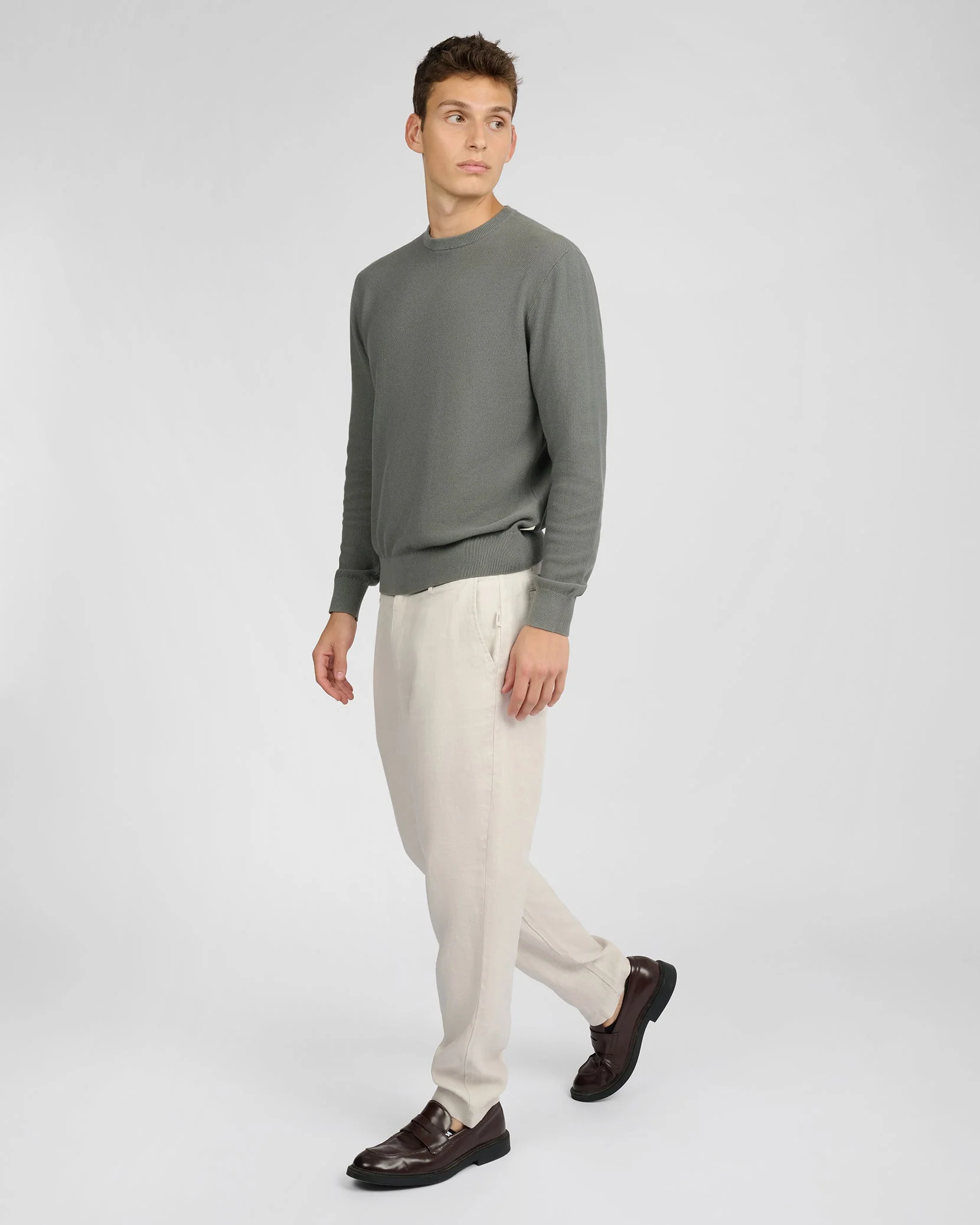 Mens | Pique Crewneck Sweater | Agave - Image 3