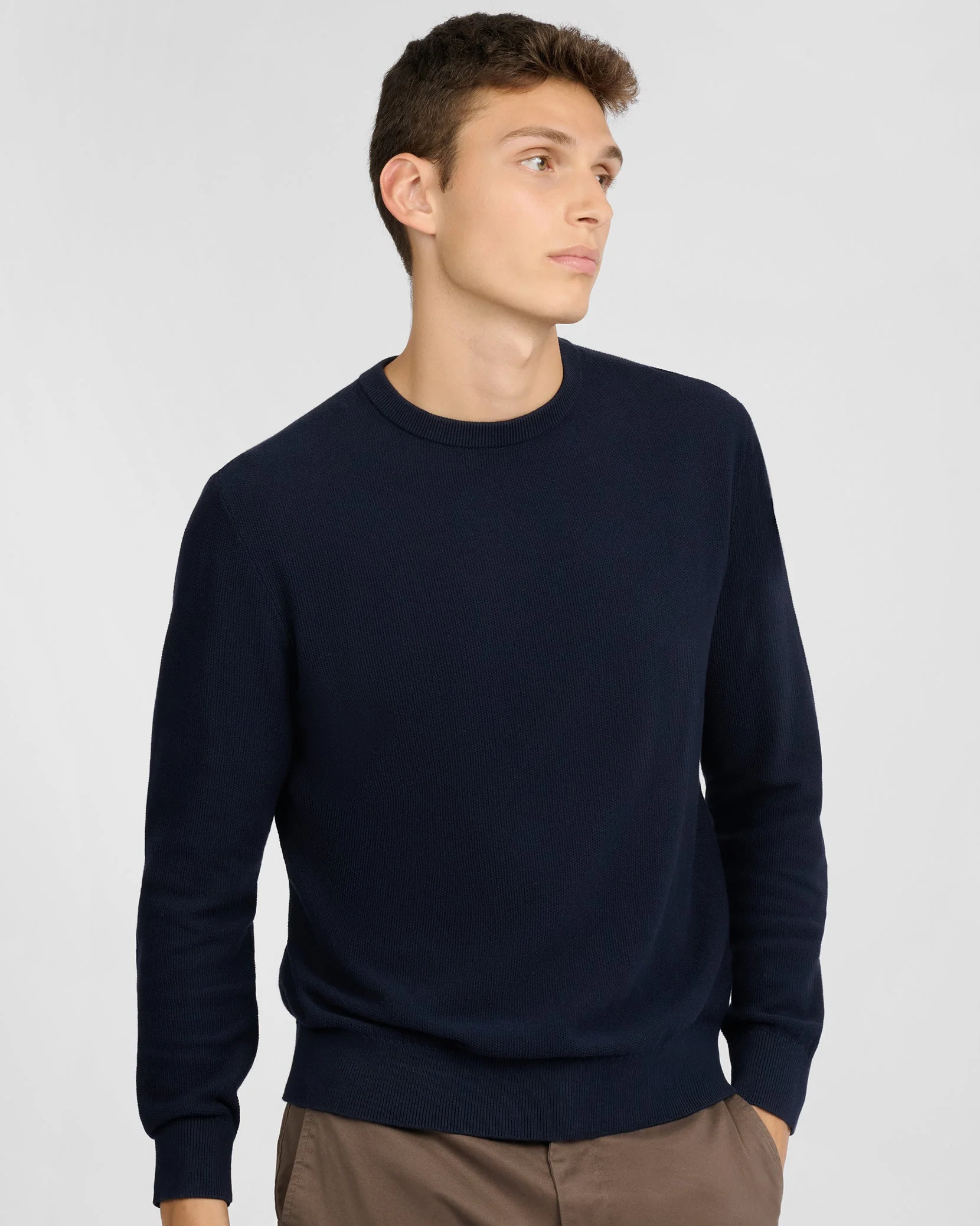 Mens | Pique Crewneck Sweater | Midnight - Image 2