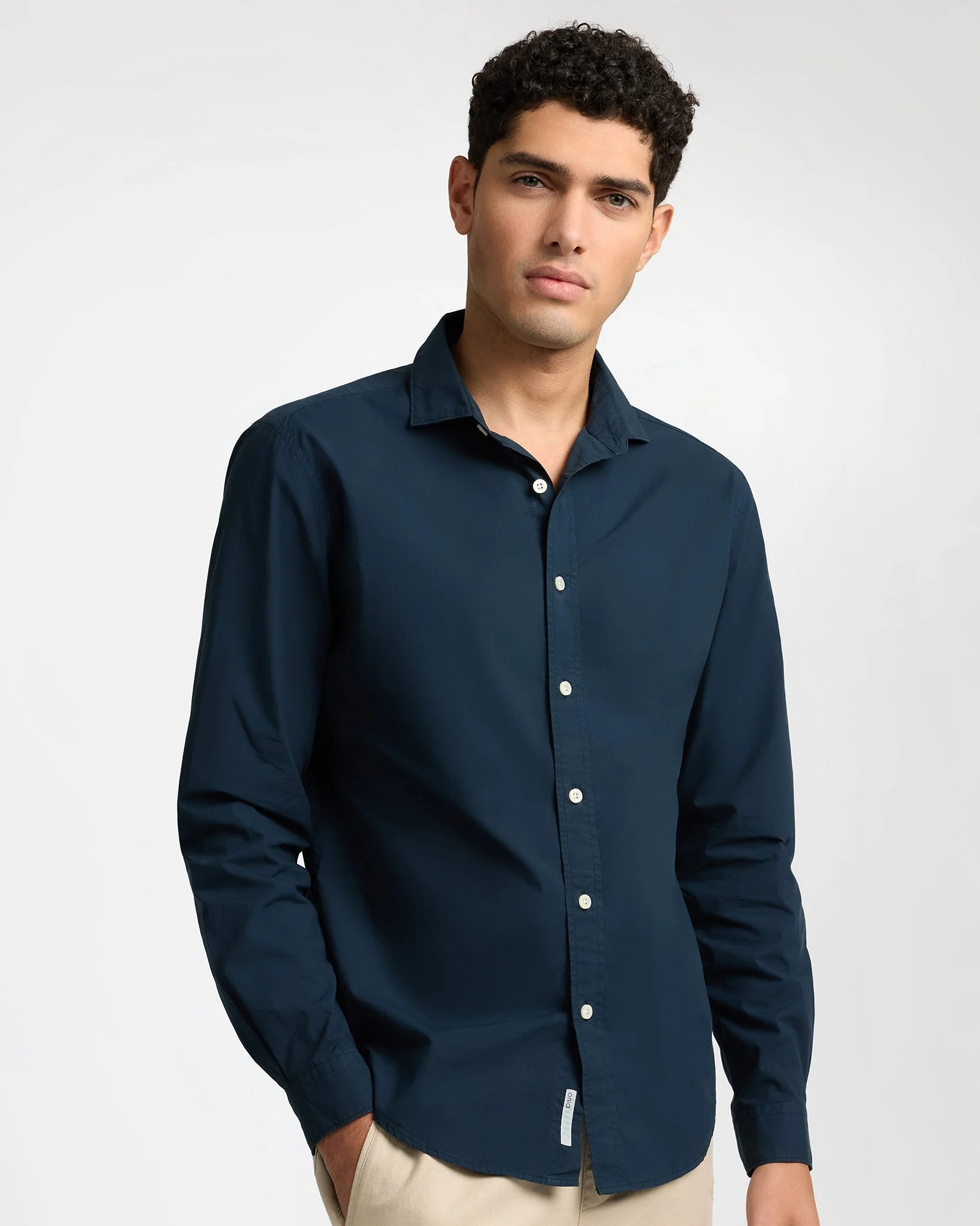 Mens | Poplin Long Sleeve Button Down Shirt | Midnight - Image 2