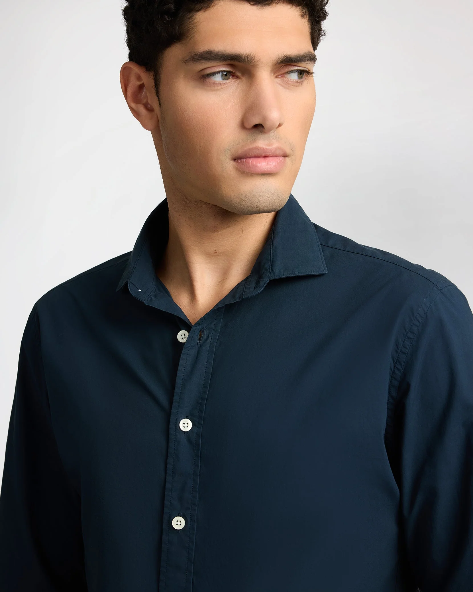 Mens | Poplin Long Sleeve Button Down Shirt | Midnight - Image 3
