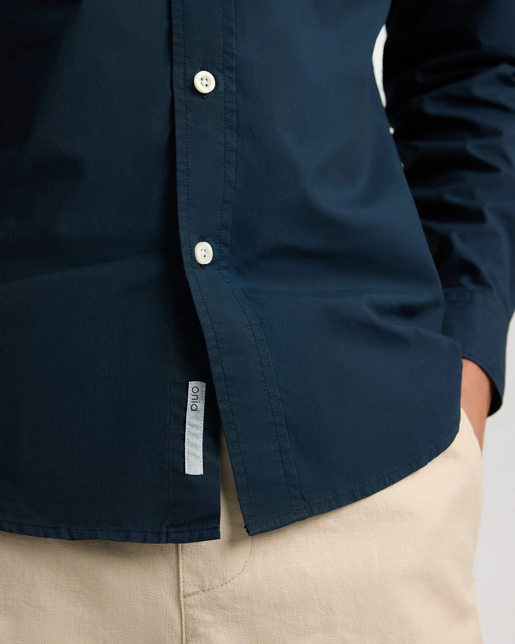 Mens | Poplin Long Sleeve Button Down Shirt | Midnight - Image 4