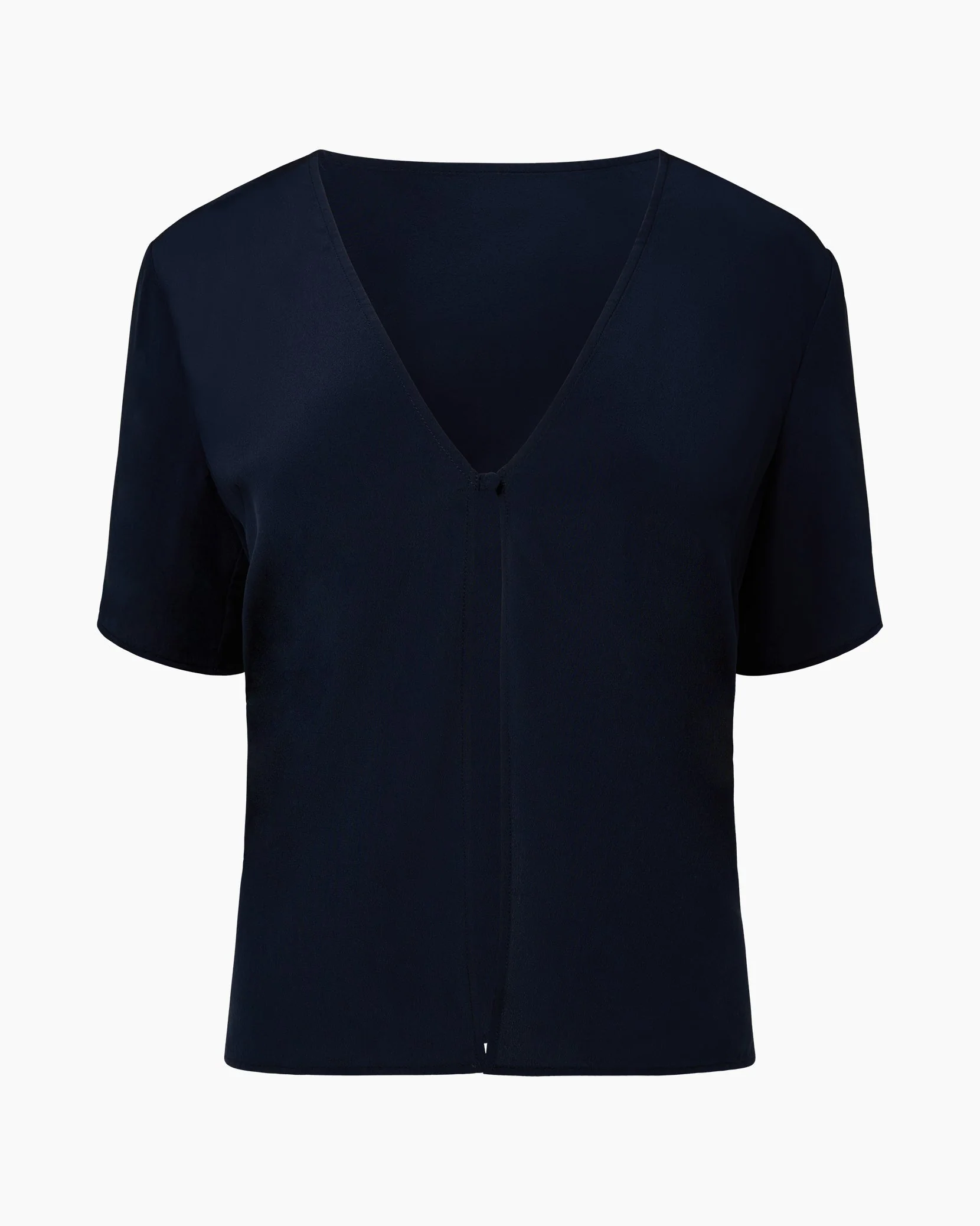 Womens | Silk Short Sleeve Shirt | Deep Navy - Image 2