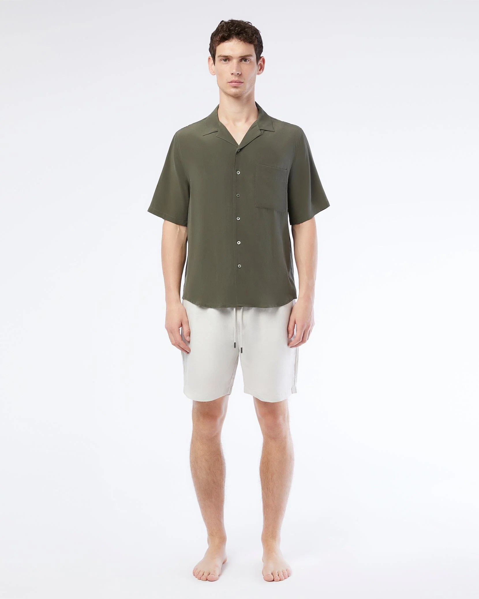 Mens | Silk Vacation Shirt | Dark Olive - Image 3