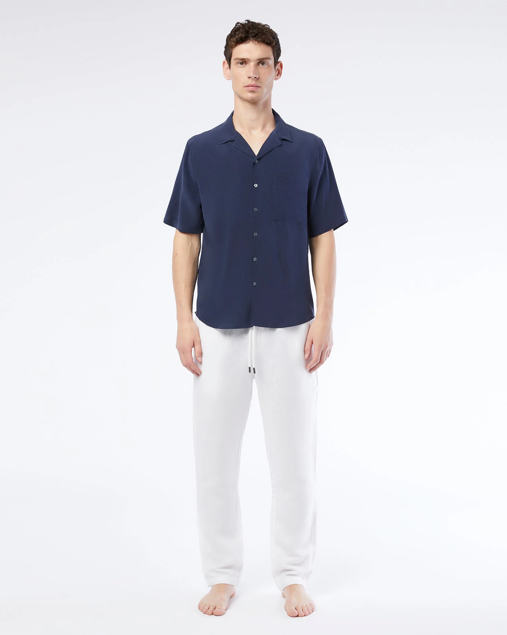 Mens | Silk Vacation Shirt | Deep Navy - Image 3