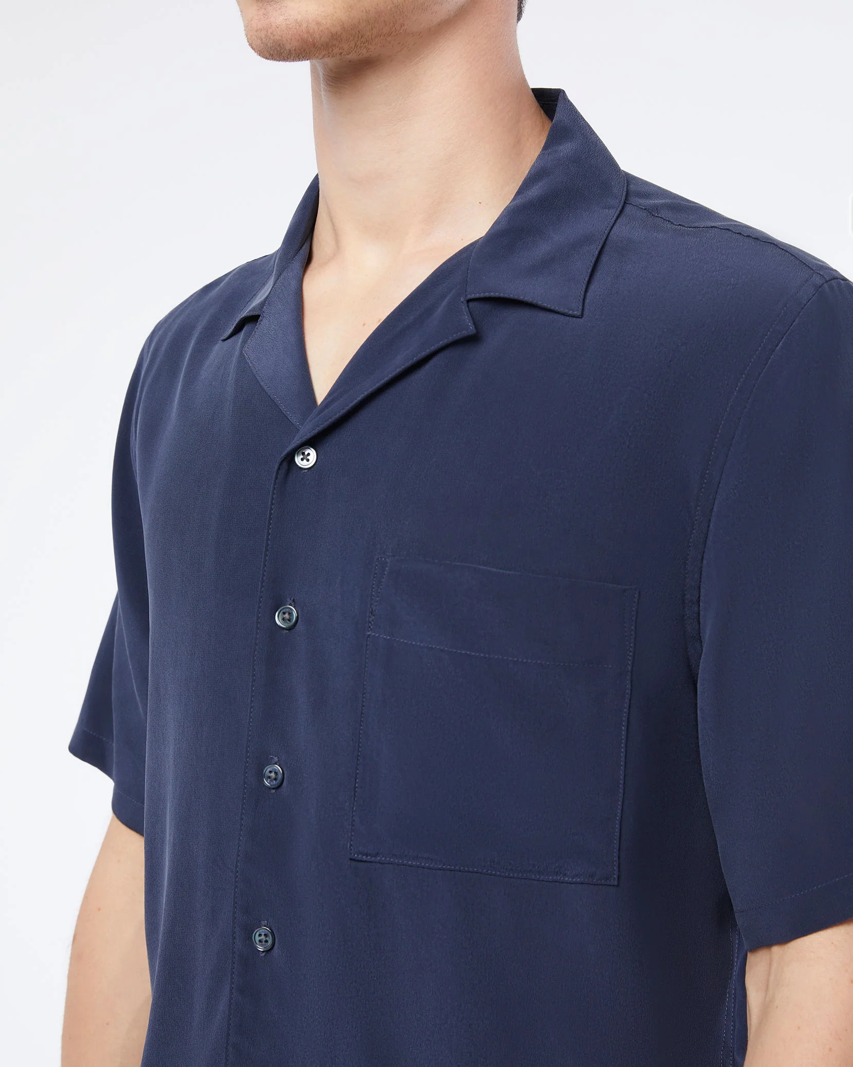 Mens | Silk Vacation Shirt | Deep Navy - Image 4