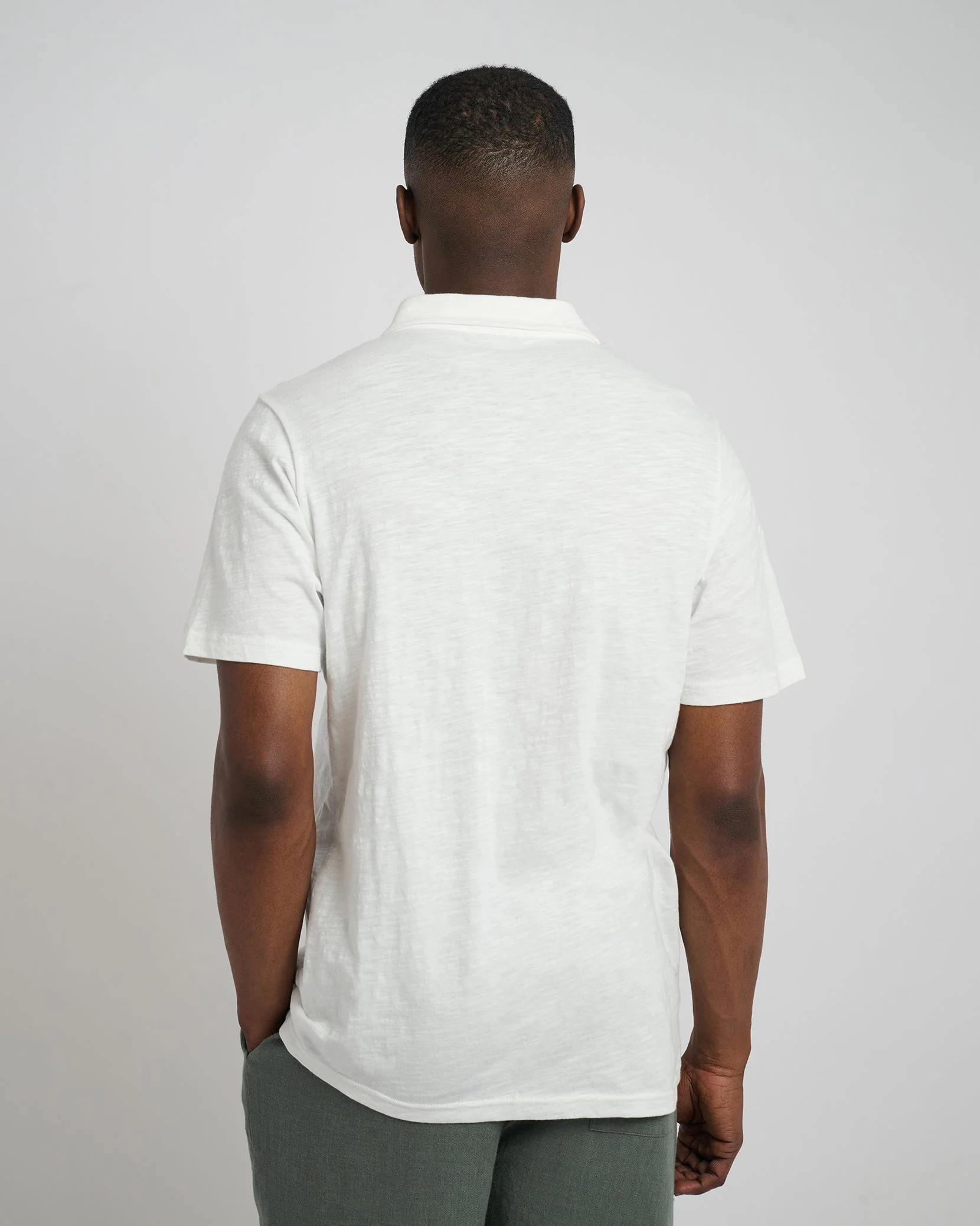 Mens | Slub Short Sleeve Button-up Shirt | White - Image 5