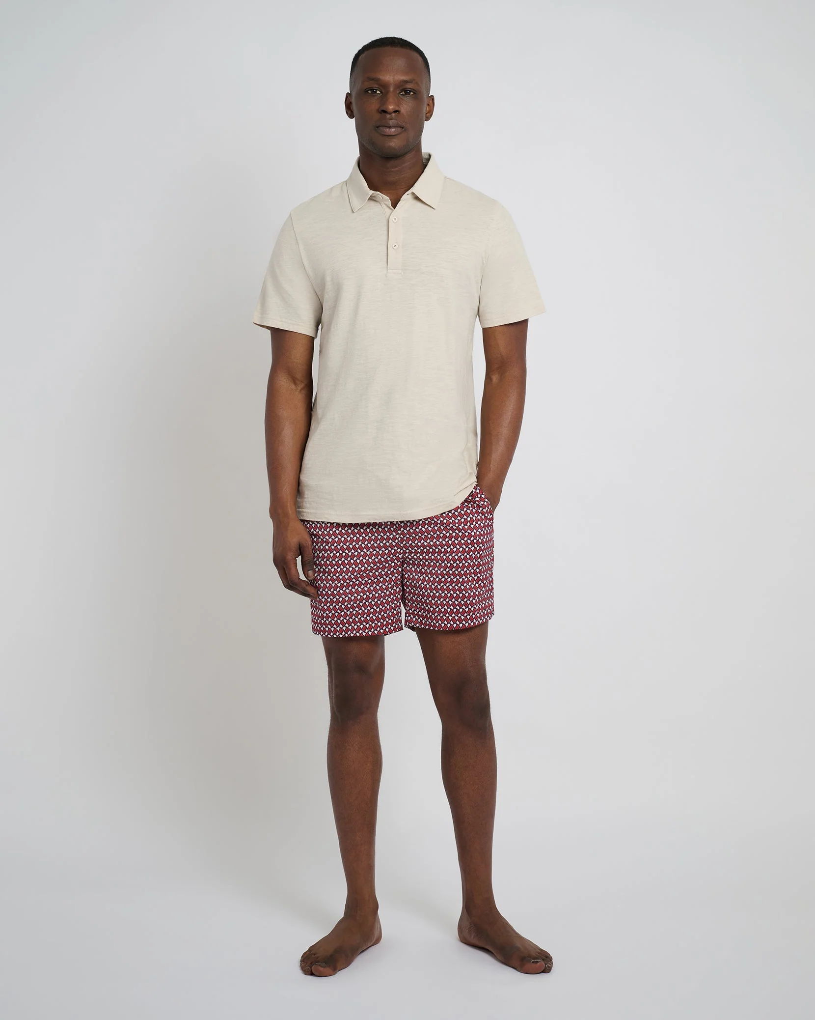 Mens | Slub Short Sleeve Polo | Stone - Image 4