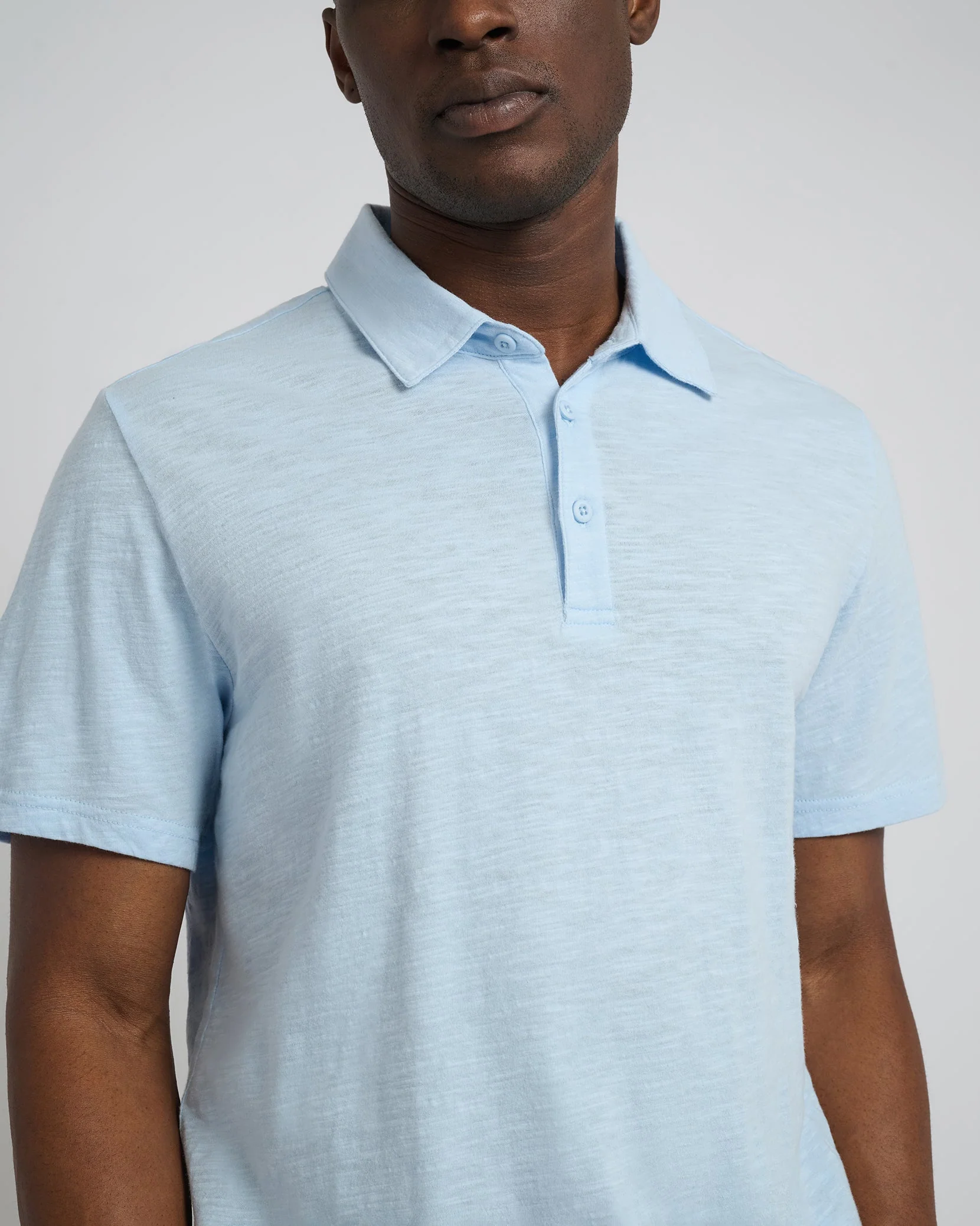 Mens | Slub Short Sleeve Polo | Ballad Blue - Image 2