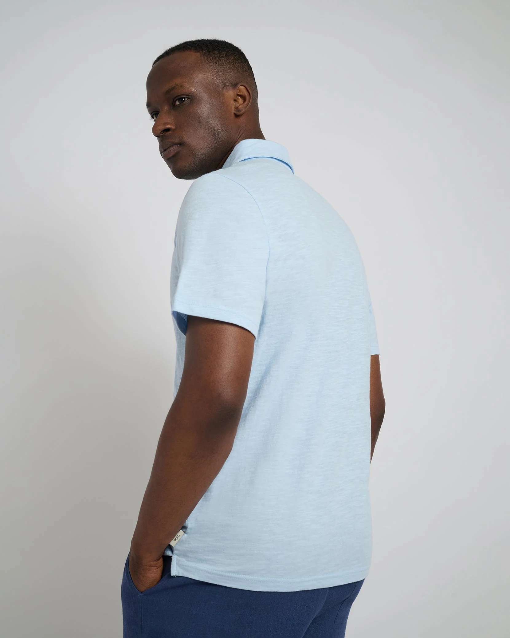 Mens | Slub Short Sleeve Polo | Ballad Blue - Image 5