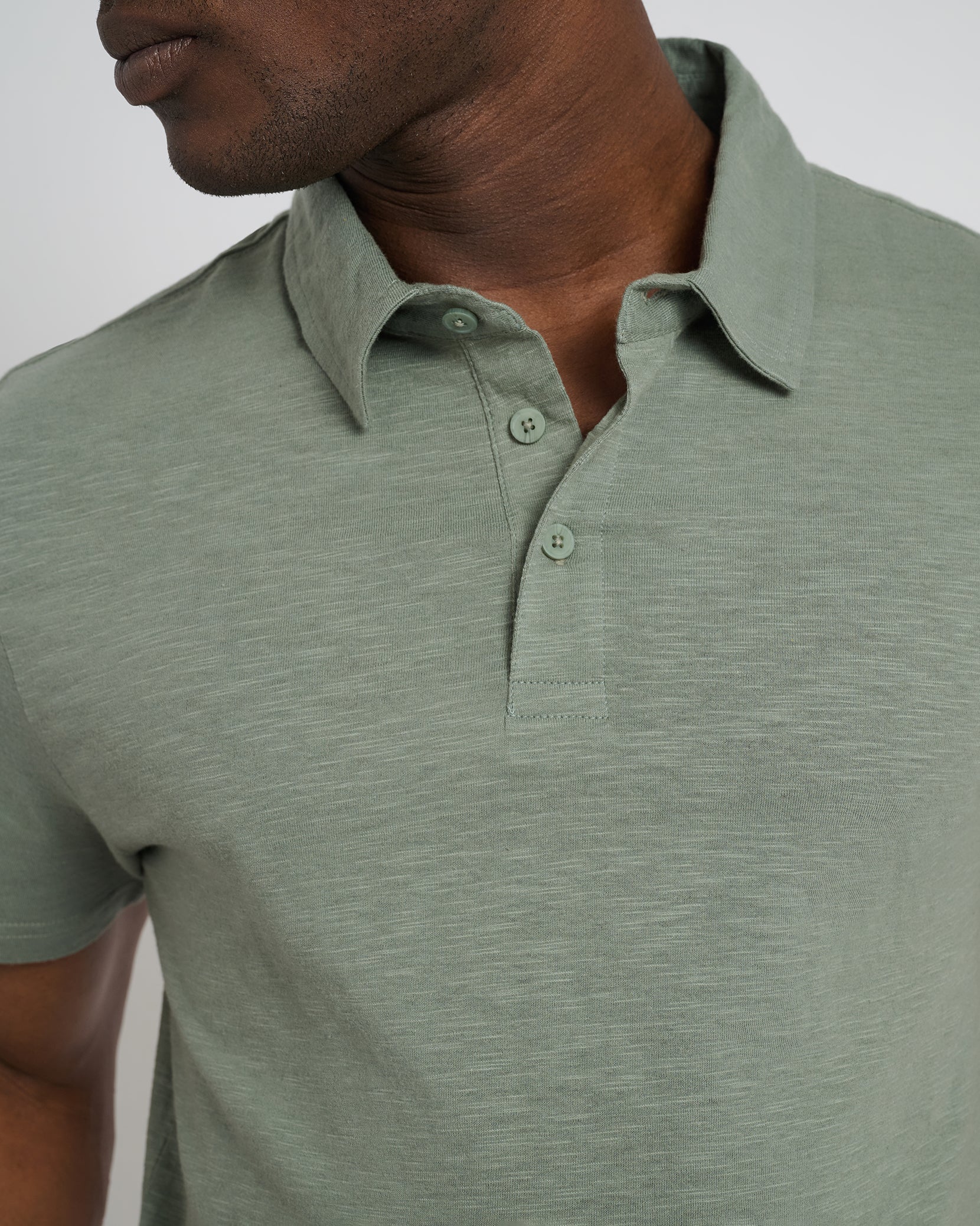 Mens | Slub Short Sleeve Polo | Agave - Image 3