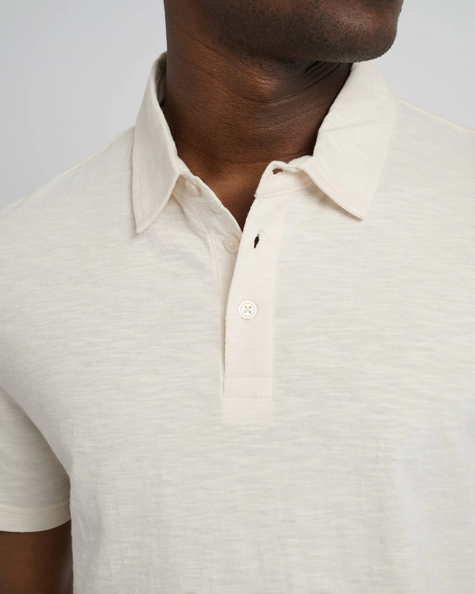 Mens | Slub Short Sleeve Polo | Oat - Image 2