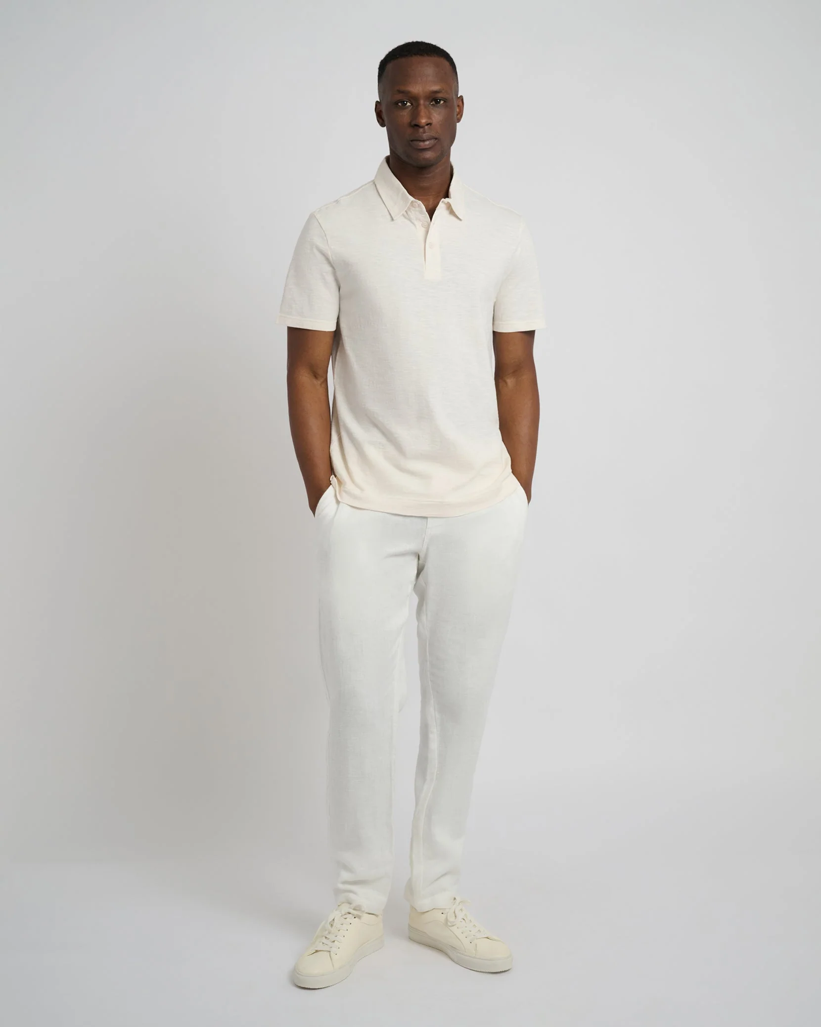 Mens | Slub Short Sleeve Polo | Oat - Image 4
