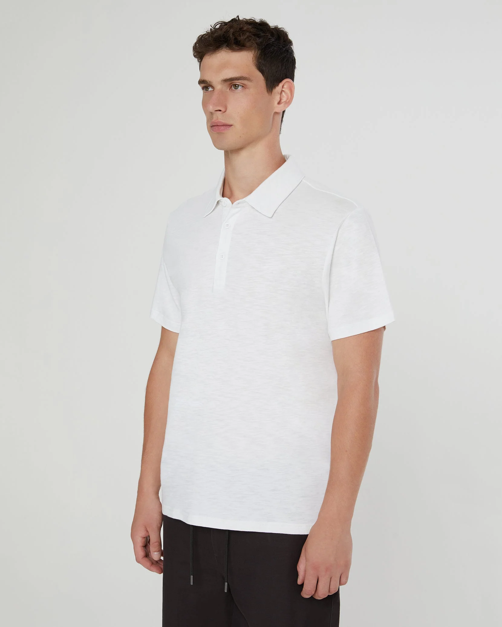 Mens | Slub Short Sleeve Polo | White - Image 2
