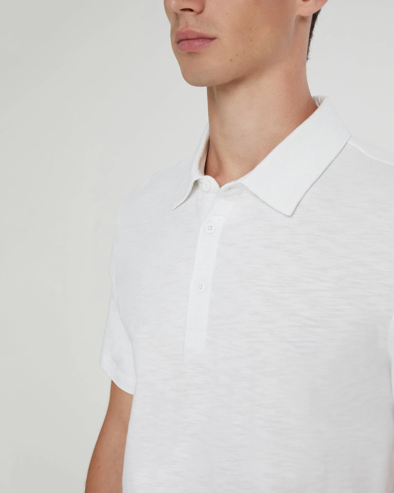 Mens | Slub Short Sleeve Polo | White - Image 3