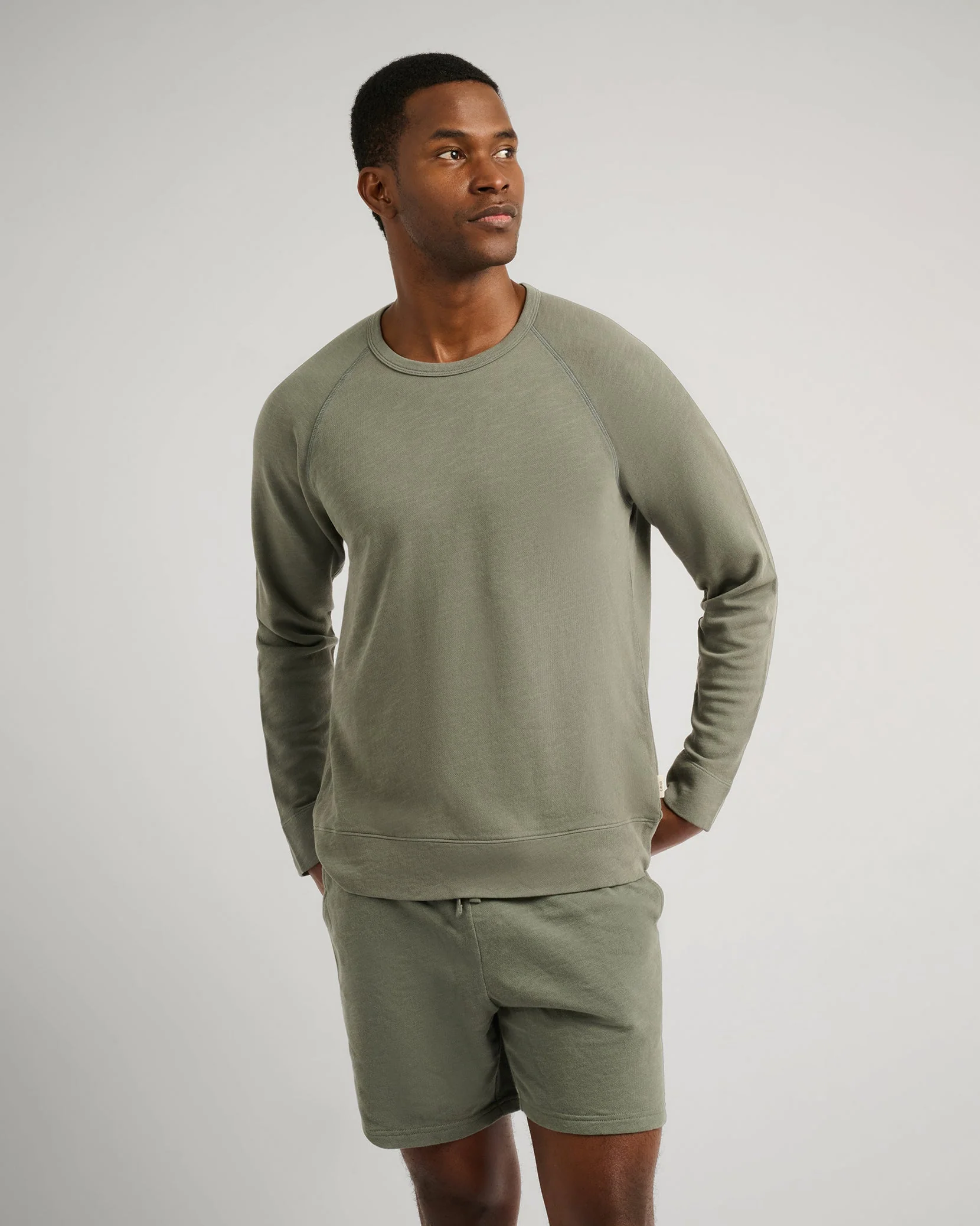 Mens | Slub Terry Crewneck Sweater | Agave - Image 2