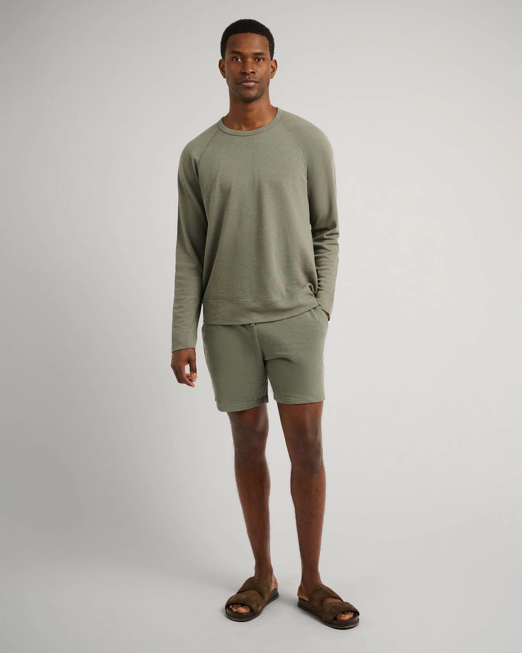 Mens | Slub Terry Crewneck Sweater | Agave - Image 3