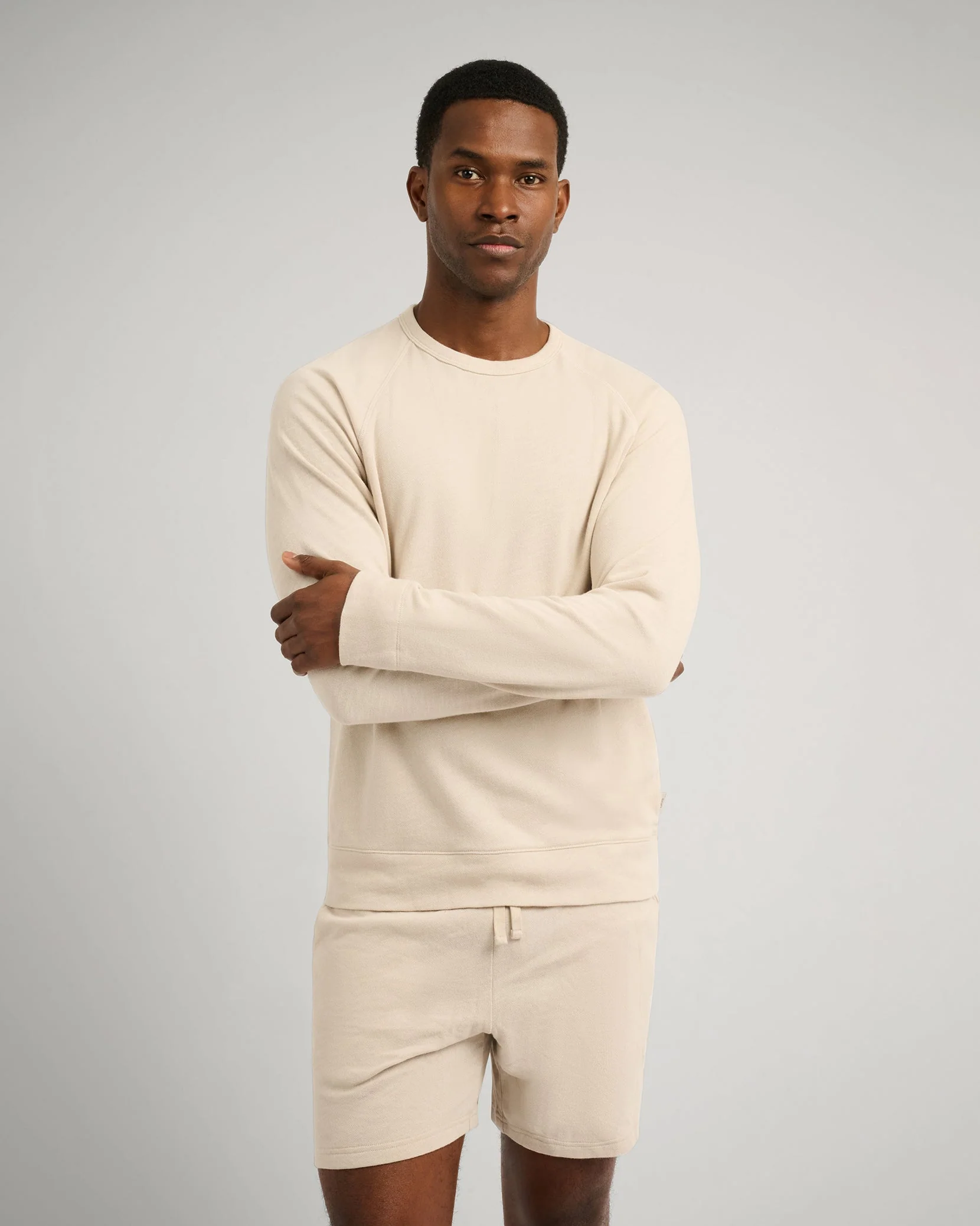 Mens | Slub Terry Crewneck Sweater | Stone - Image 2