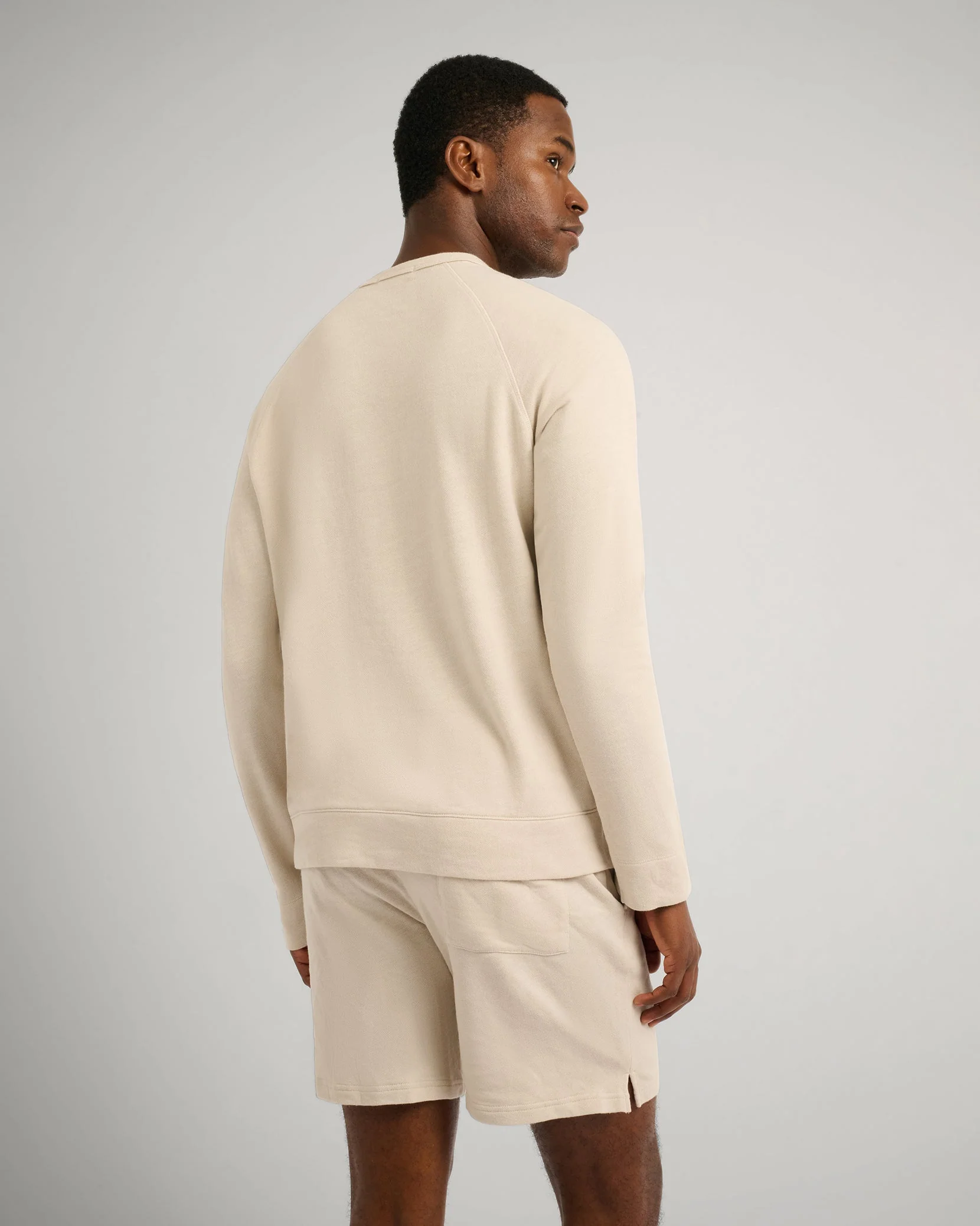Mens | Slub Terry Crewneck Sweater | Stone - Image 4