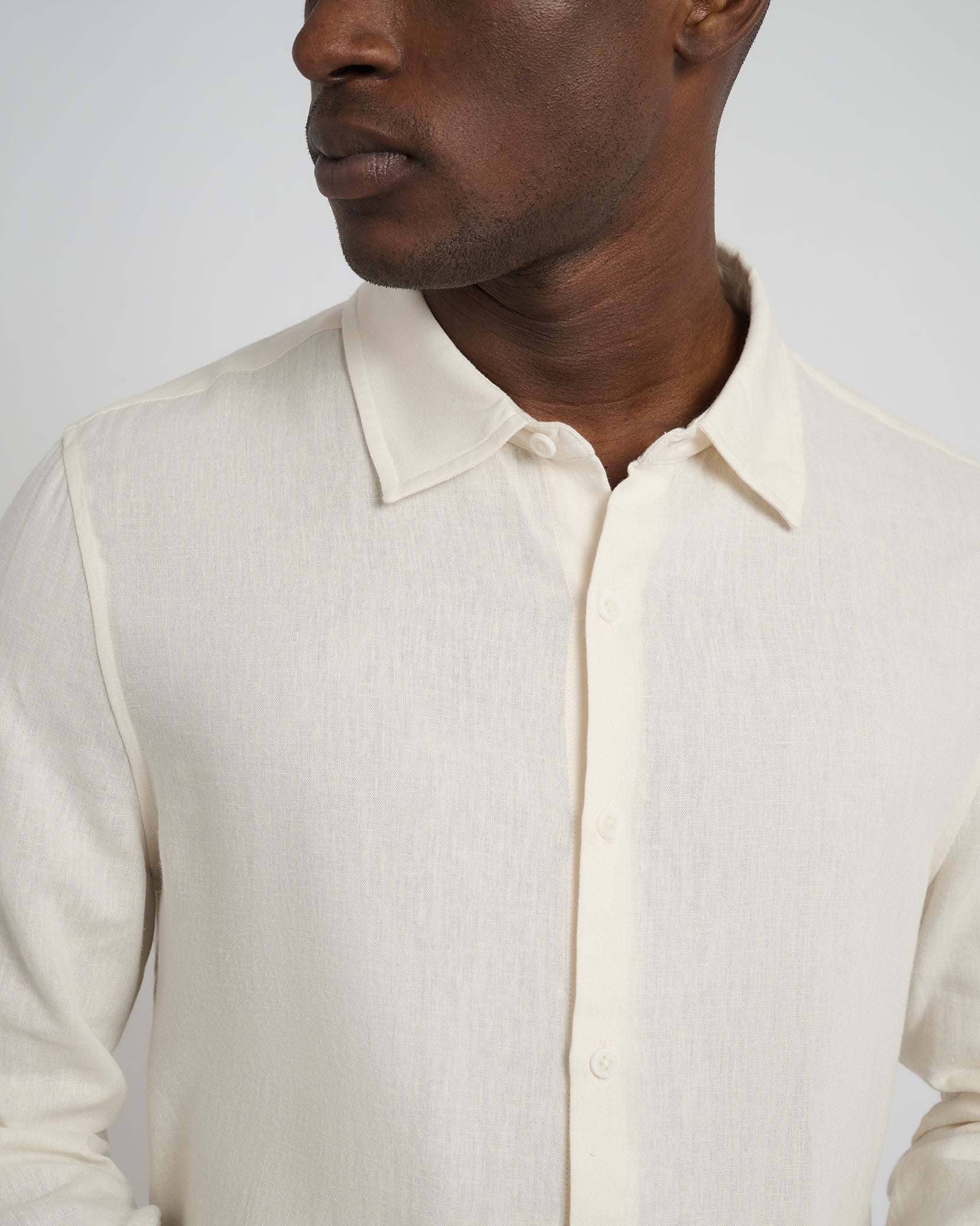 Mens | Standard Long Sleeve Linen Shirt | Oat - Image 3