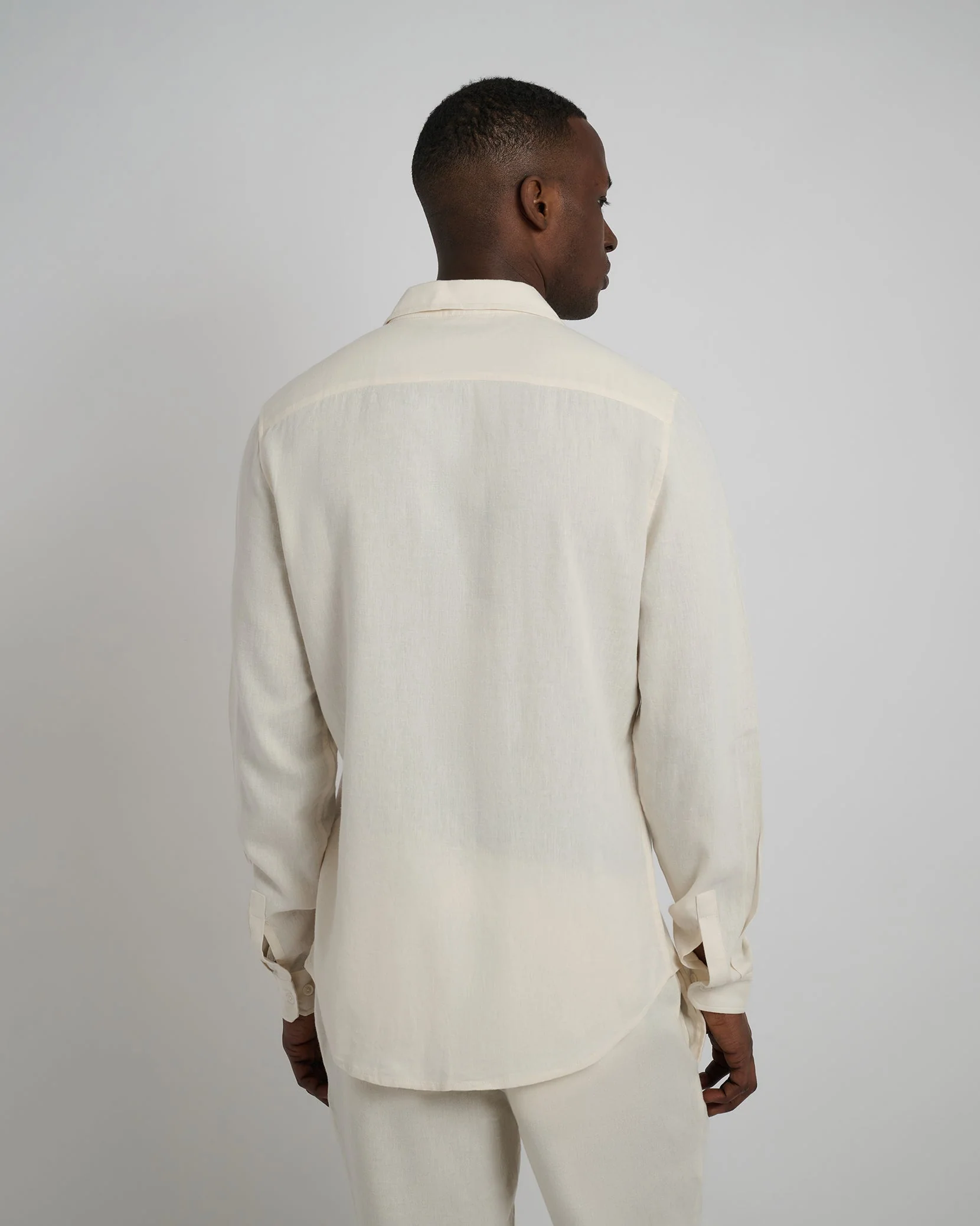 Mens | Standard Long Sleeve Linen Shirt | Oat - Image 5