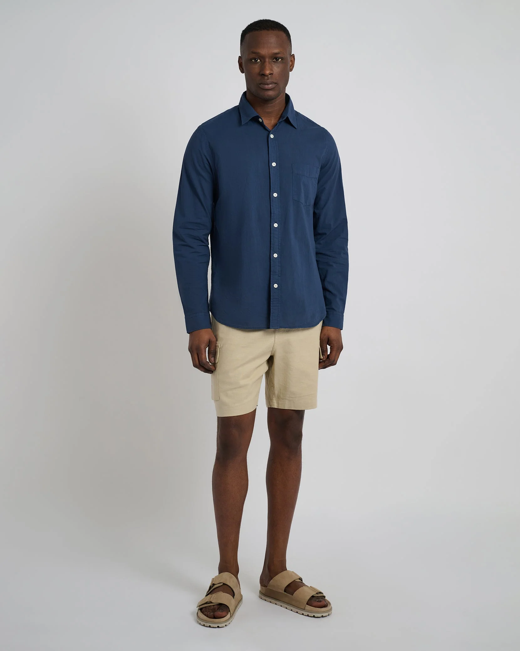 Mens | Stretch Linen Pull On Cargo Short | Sand - Image 4
