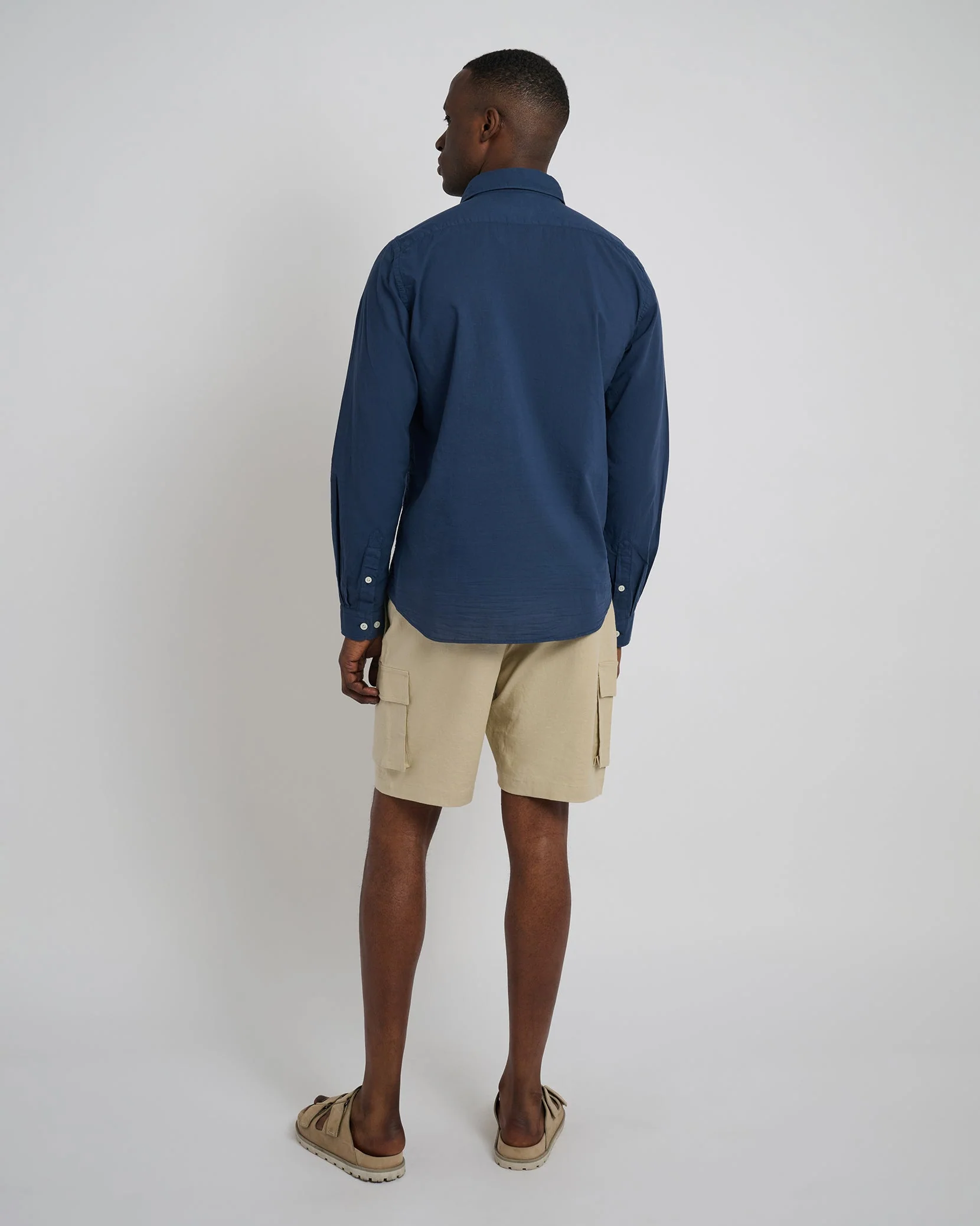 Mens | Stretch Linen Pull On Cargo Short | Sand - Image 5