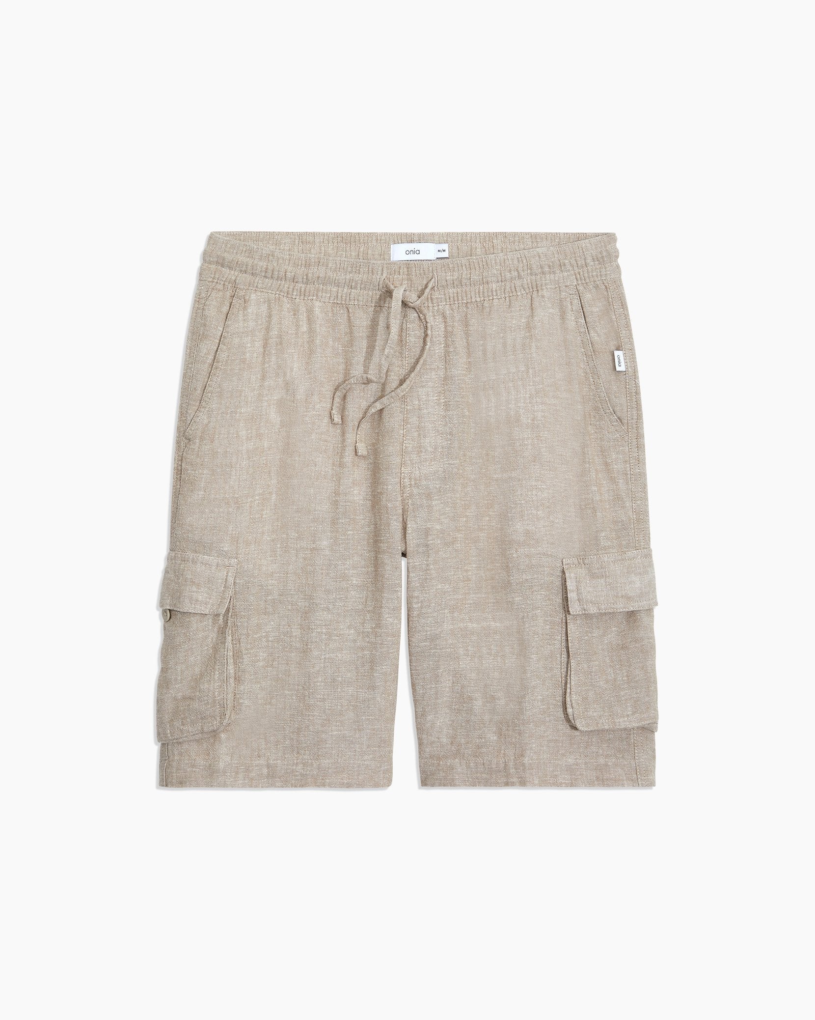 Mens | Stretch Linen Pull On Cargo Short | Navy - Image 3