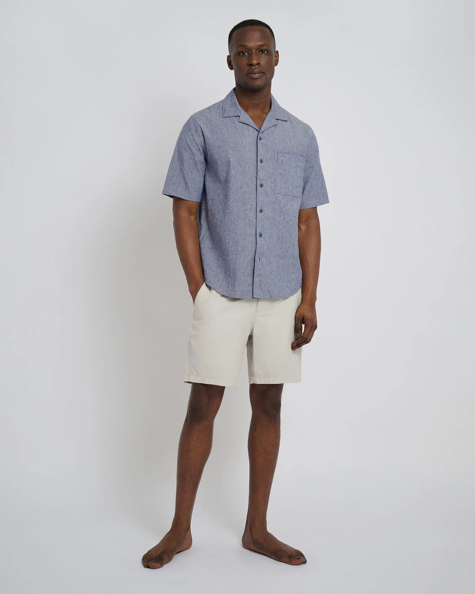 Mens | Stretch Yarn Dyed Vacation Shirt | Navy - Image 4