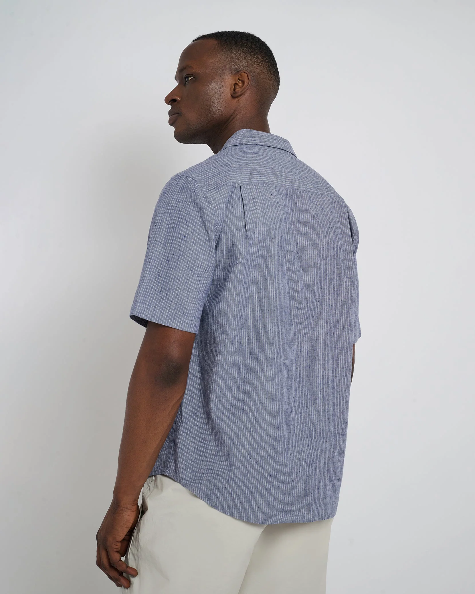 Mens | Stretch Yarn Dyed Vacation Shirt | Navy - Image 5