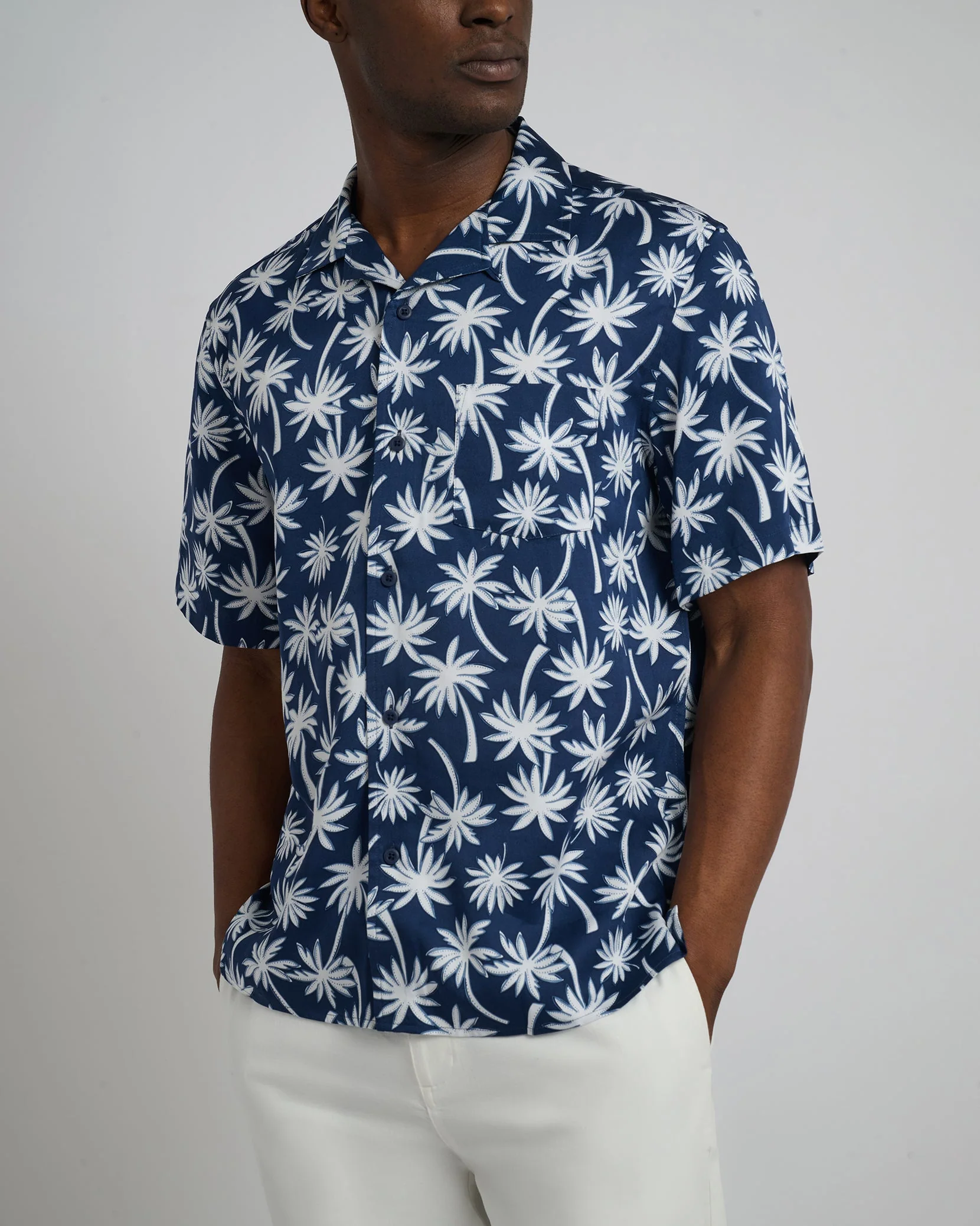 Mens | Tencel Vacation Shirt | Deep Navy/White - Image 2