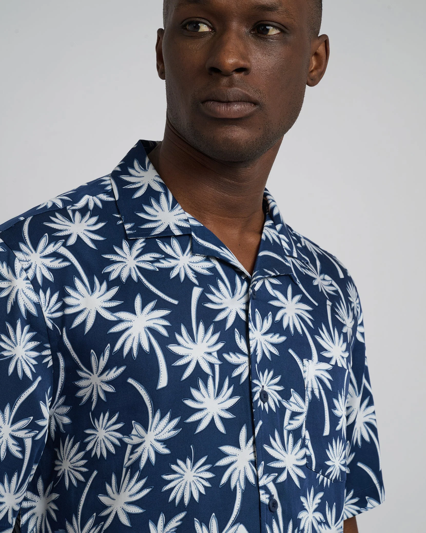 Mens | Tencel Vacation Shirt | Deep Navy/White - Image 3