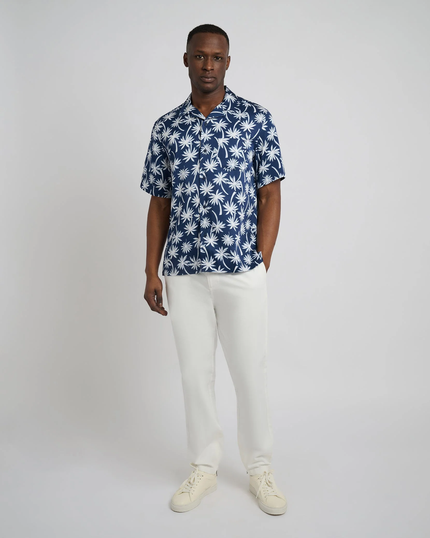 Mens | Tencel Vacation Shirt | Deep Navy/White - Image 4