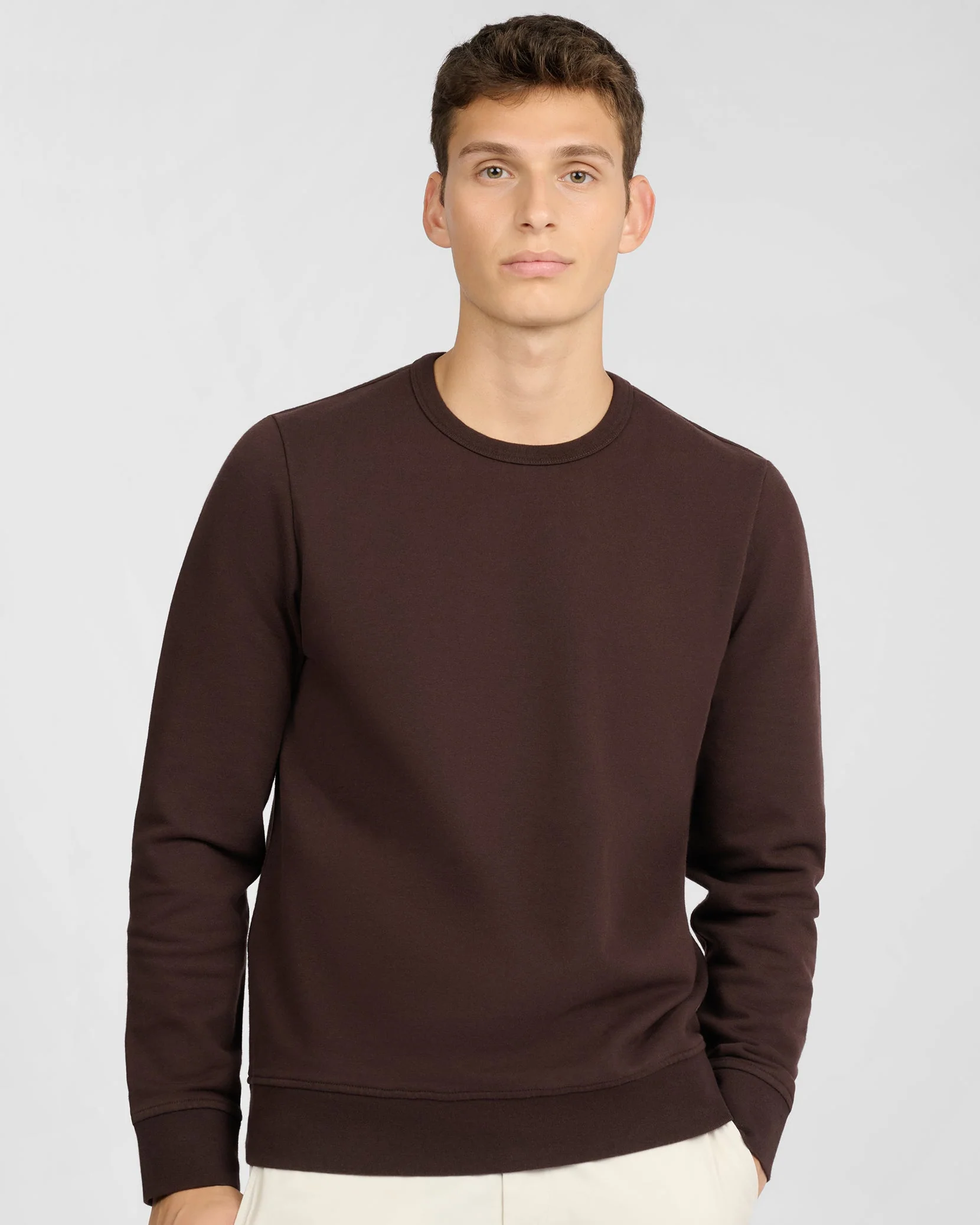 Mens | Terry Crewneck Sweater | Dark Java - Image 3
