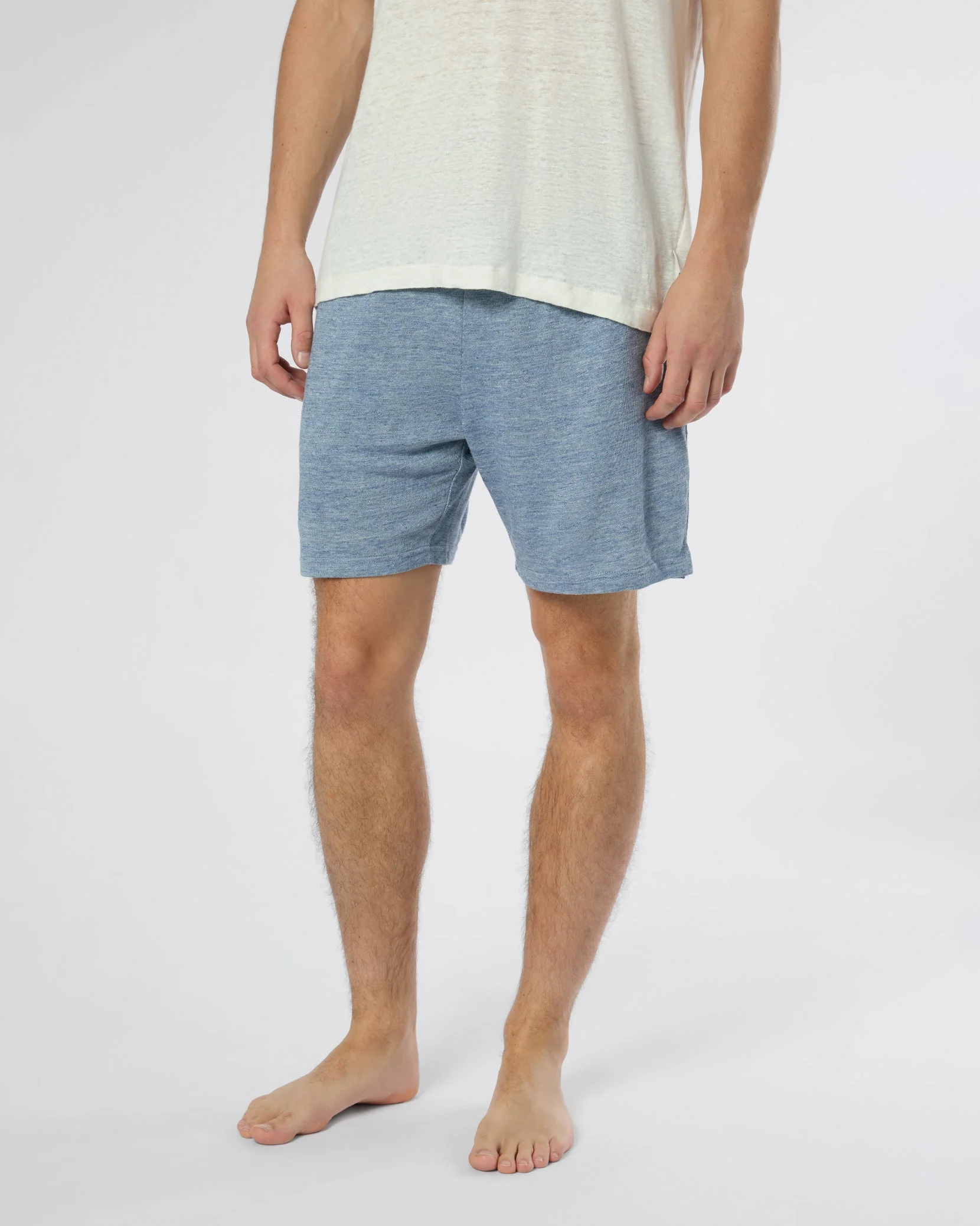 Mens | Terry 6" Linen Short | Light Blue - Image 2