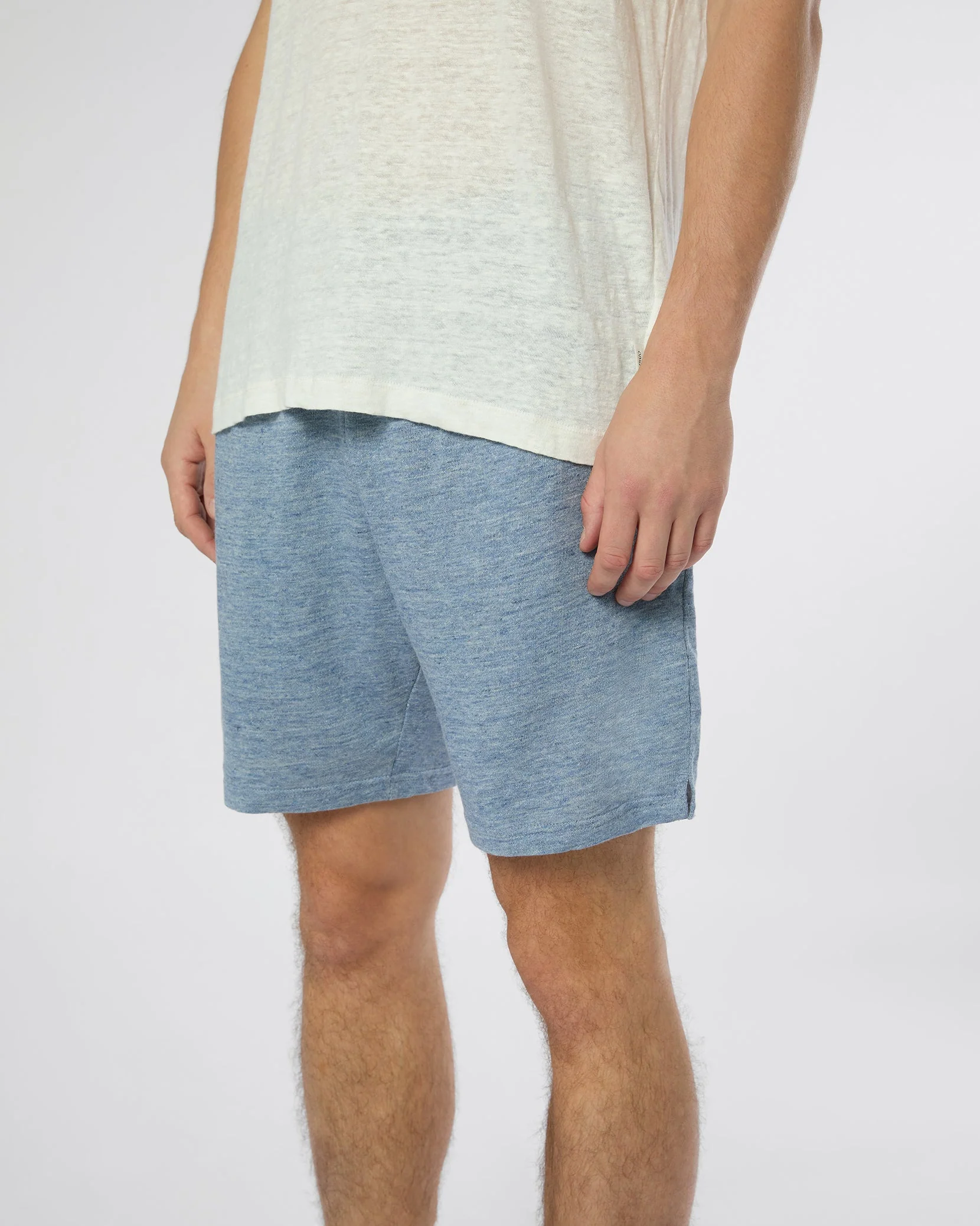 Mens | Terry 6" Linen Short | Light Blue - Image 3