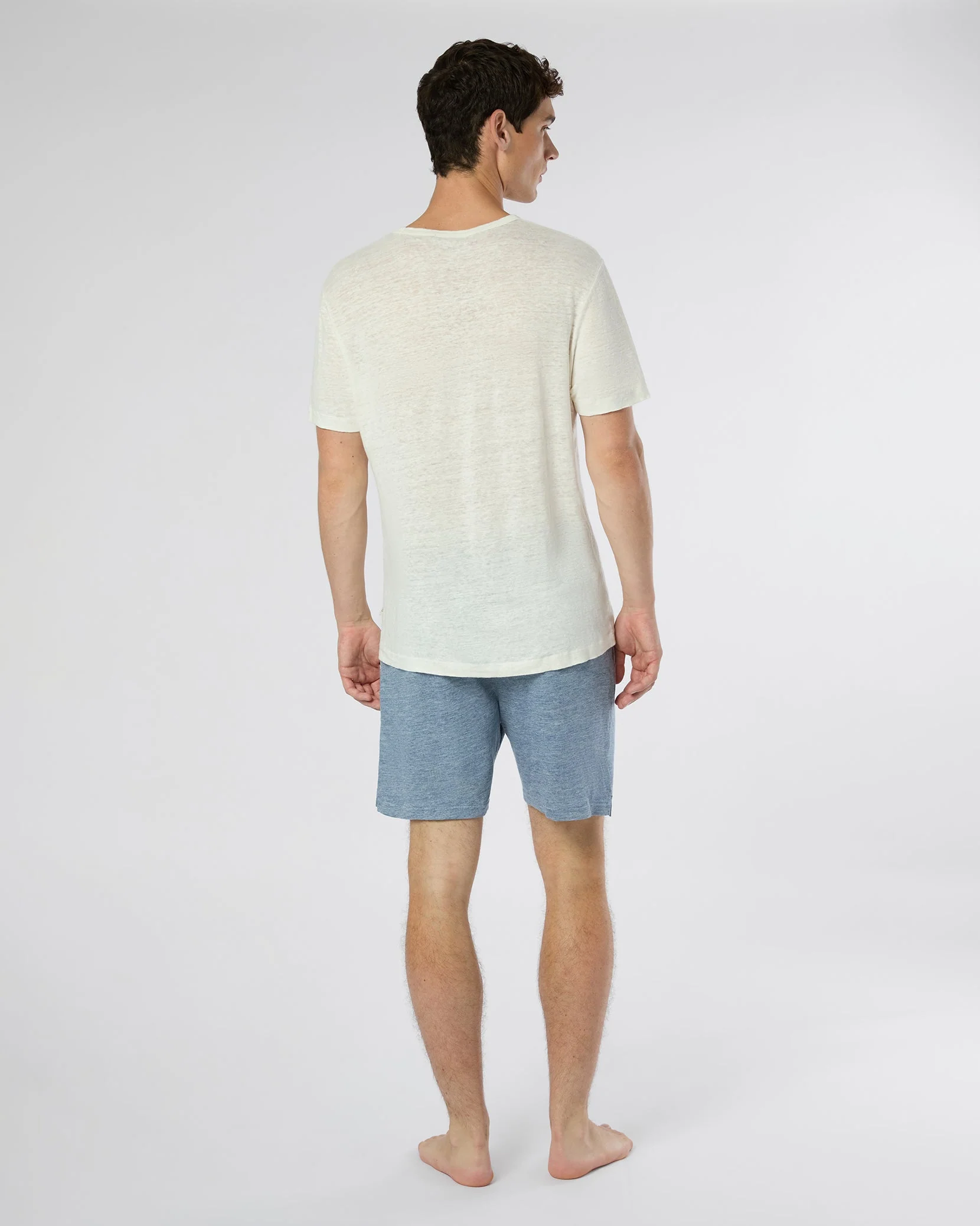 Mens | Terry 6" Linen Short | Light Blue - Image 7