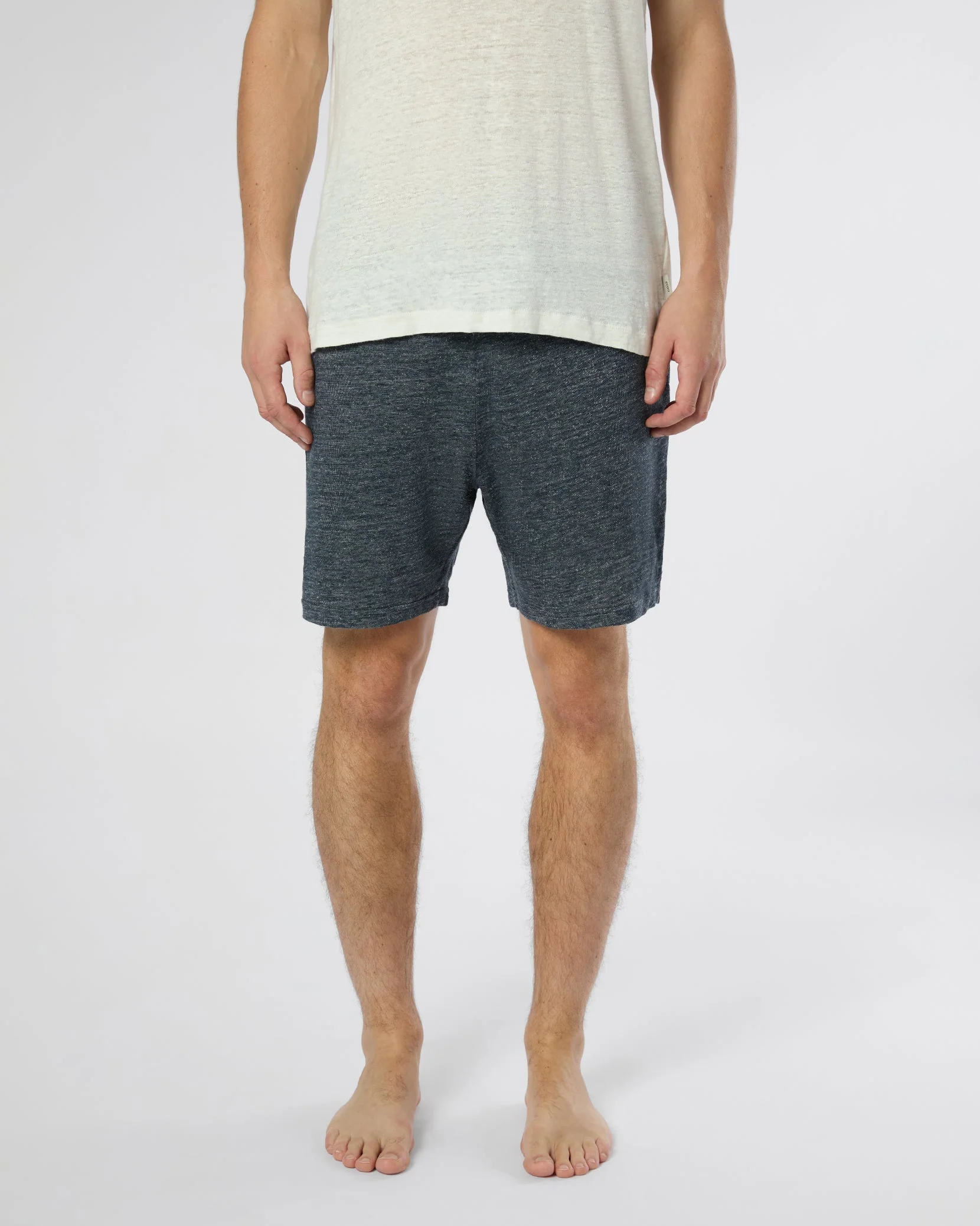 Mens | Terry 6" Linen Short | Dark Blue - Image 2