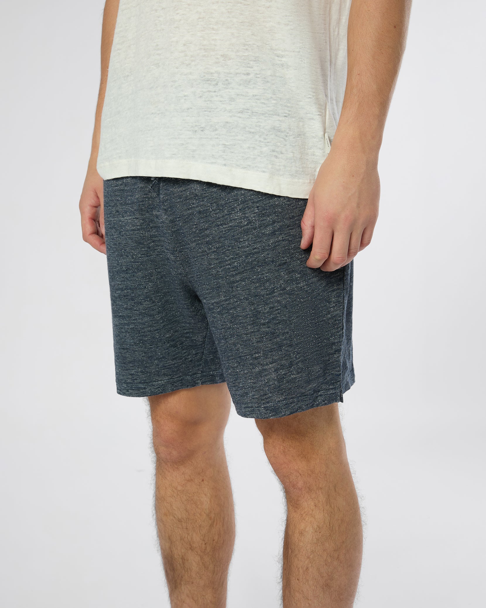 Mens | Terry 6" Linen Short | Dark Blue - Image 3