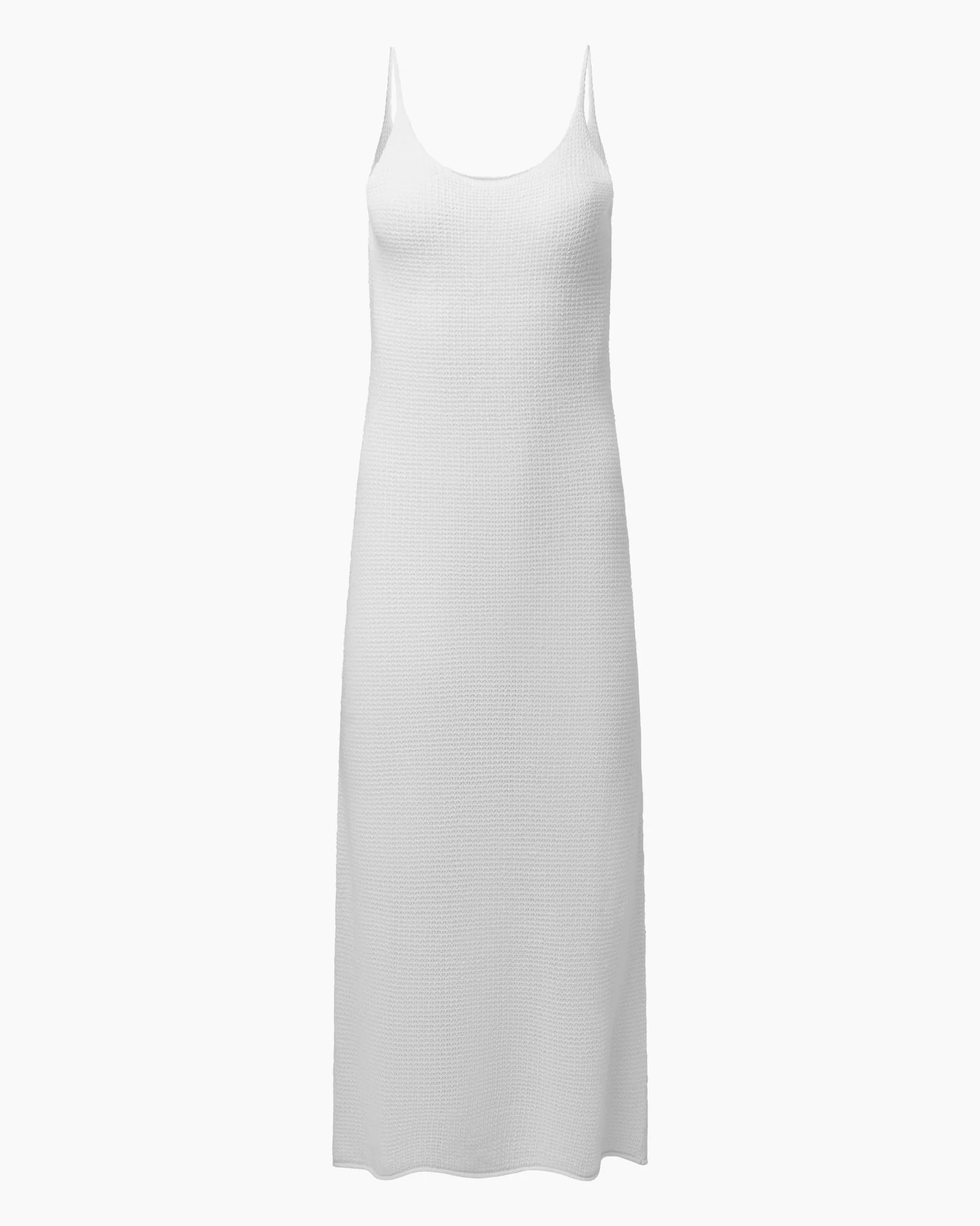 Womens | Textured Linen Sweater Scoop Maxi Dress | White - Image 2