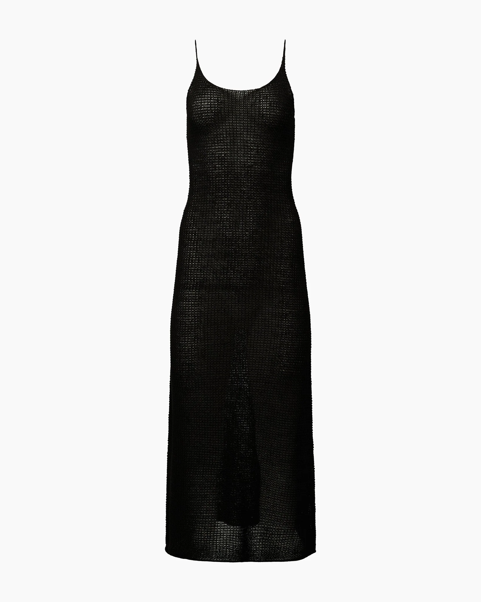 Womens | Textured Linen Sweater Scoop Maxi Dress | Black - Image 2