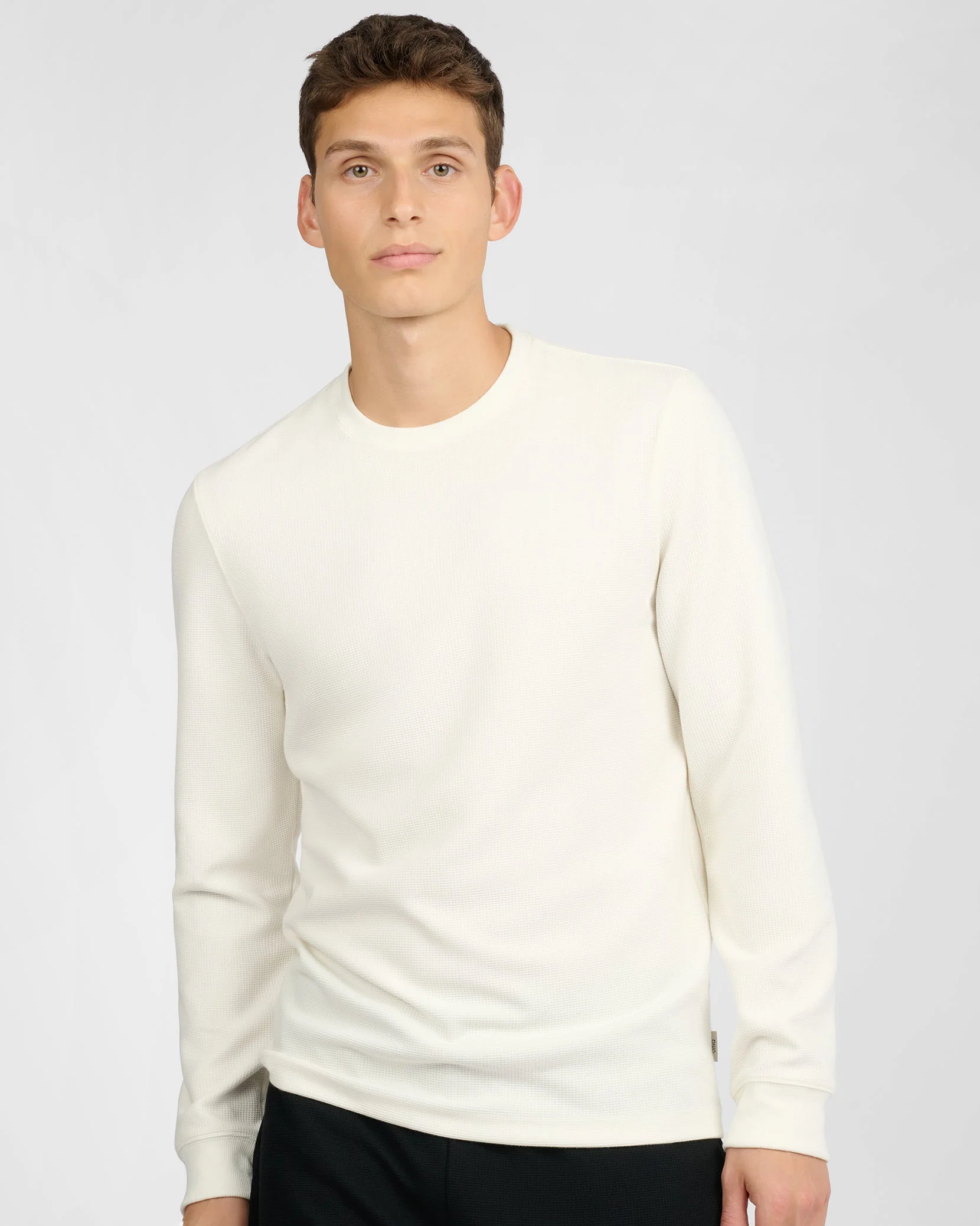 Mens | Waffle Crewneck Sweater | Egret - Image 2