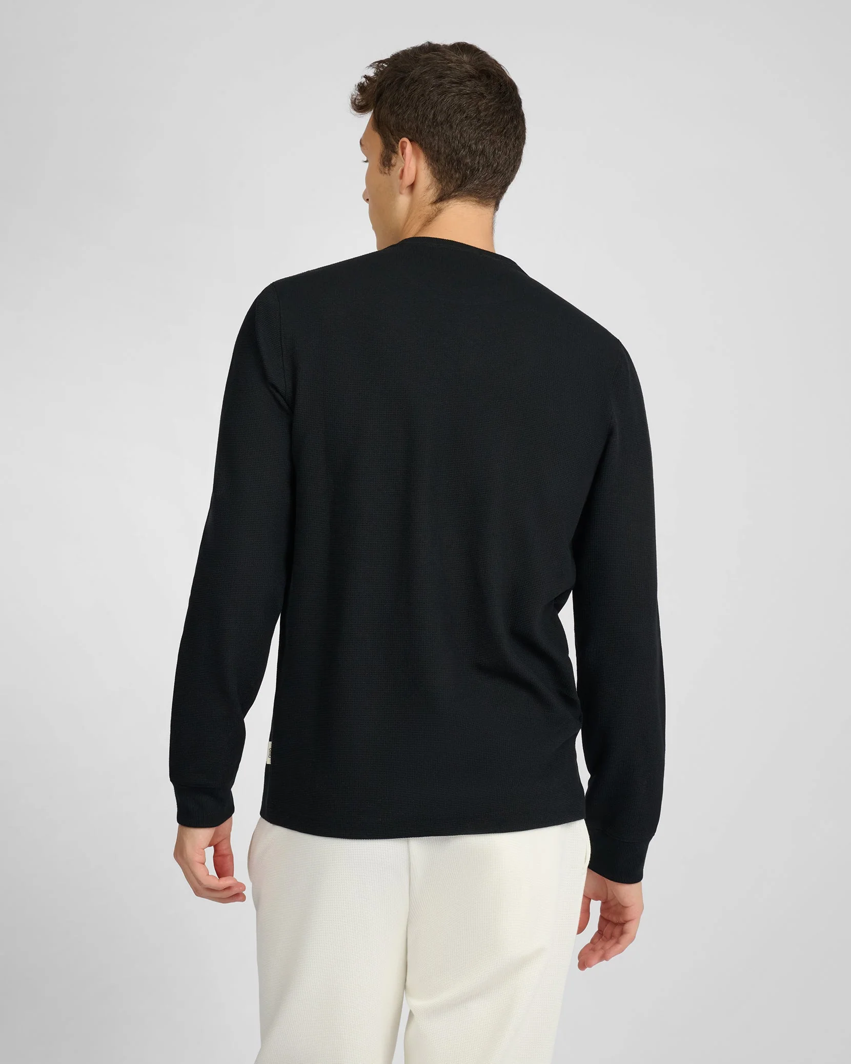 Mens | Waffle Crewneck Sweater | Black - Image 5