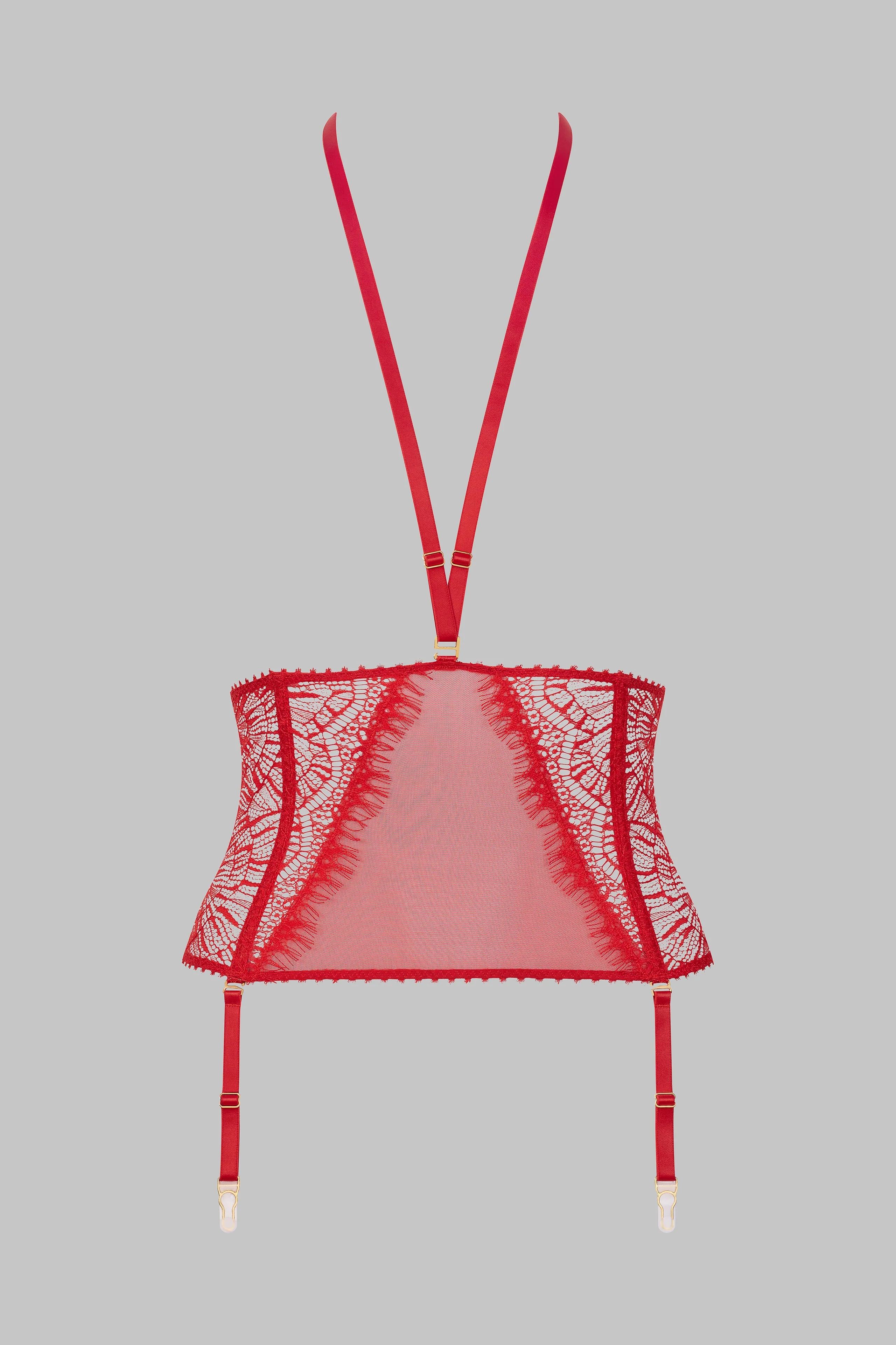 Waist cinched with suspenders - Accroche Coeur | Red - Image 5