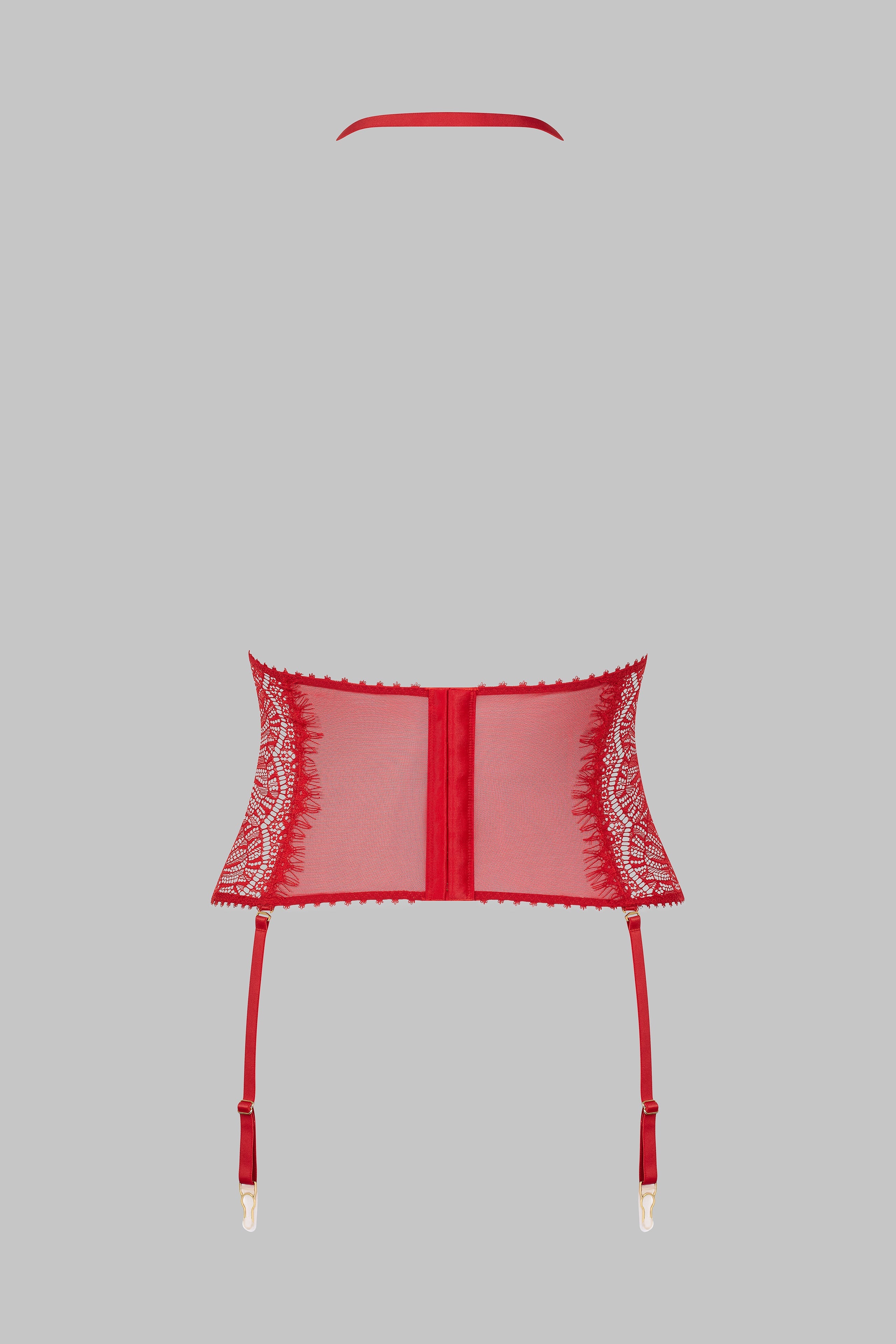 Waist cinched with suspenders - Accroche Coeur | Red - Image 6